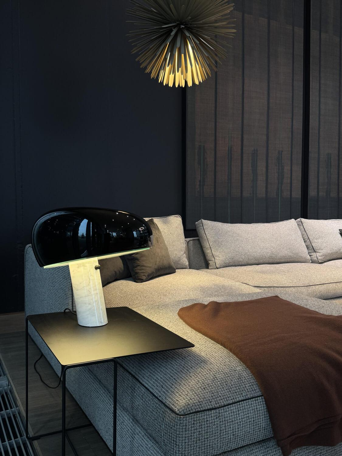 B&B Italia - Ecksofa Richard Stoff Lieso Pied De Poule Graun Und 315 Braun Profil Stoff Ballano Schiefer Füße Metall Schwarz Verchromt Und Lackiert Inklusive 3 Rückenkissen - 7