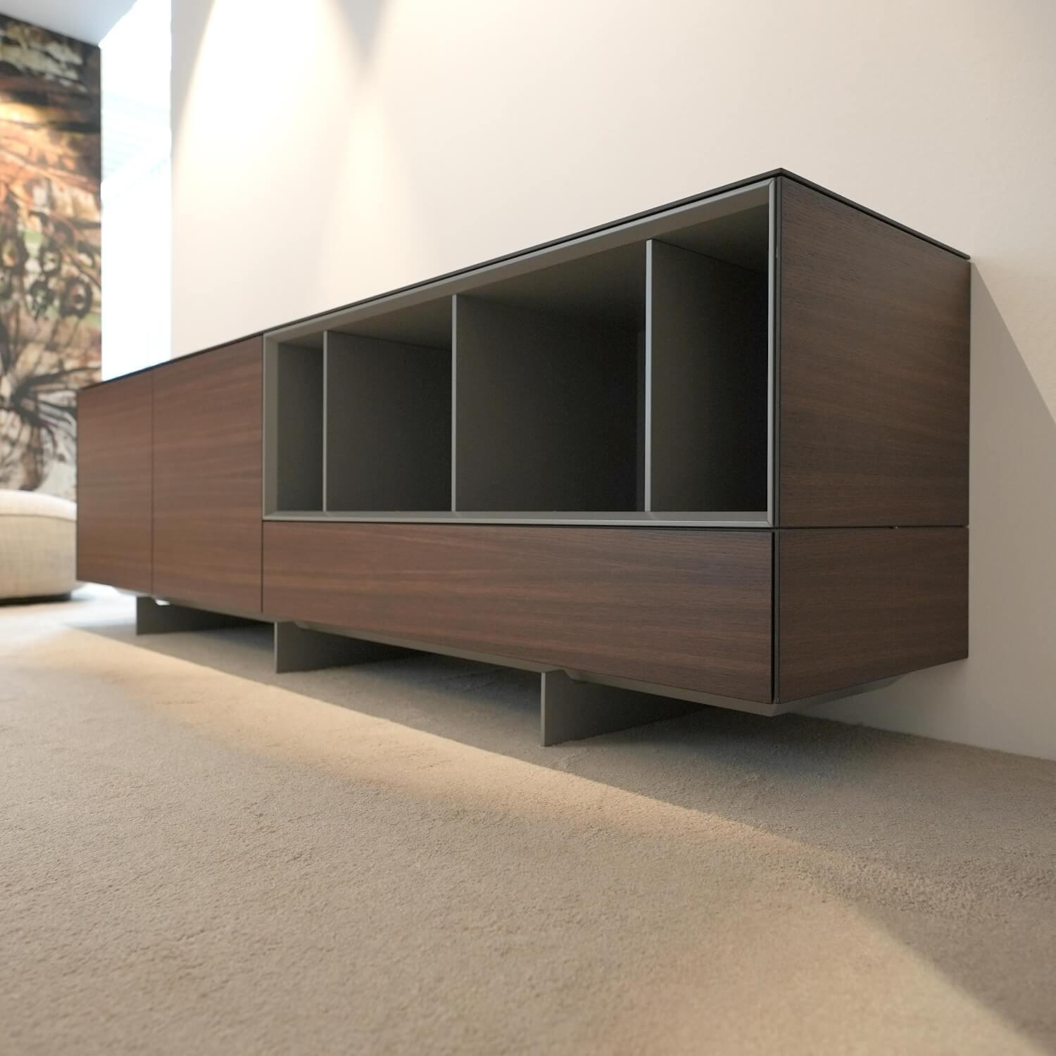 Kettnaker - Sideboard Korpus Holz Rauch Regalfächer Und Fußgestell Vulkangrau - 6