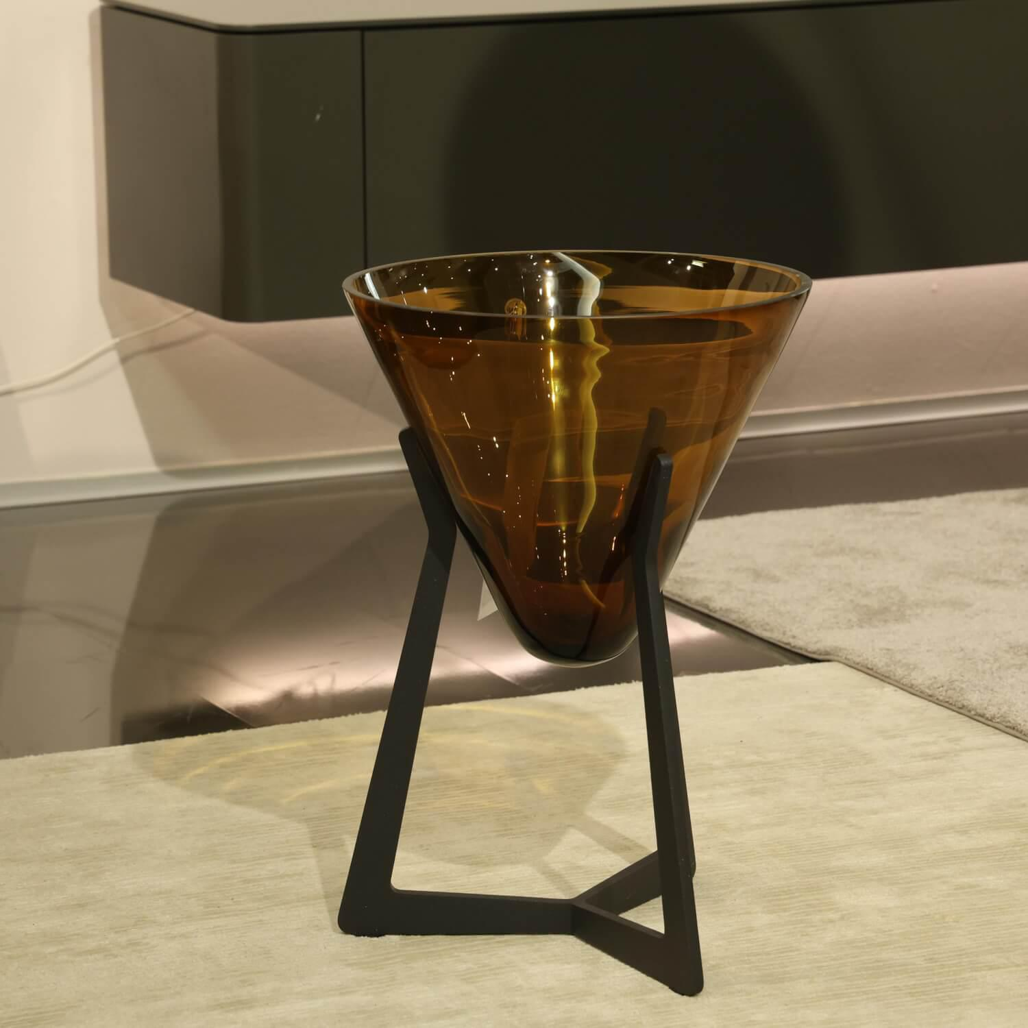 Tisch Brilliant Platte Aluminium Und Metallfuß Anthrazit Gestell Glas Amber
