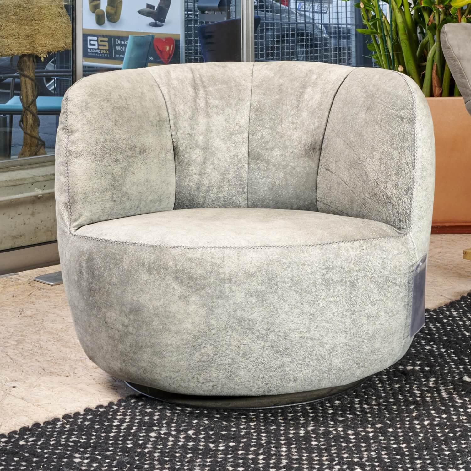 Bullfrog - Sessel Donna Drehbar Bezug Leder Desperado Elefant 2120 63 Grau Mit Schaukelfunktion - 2