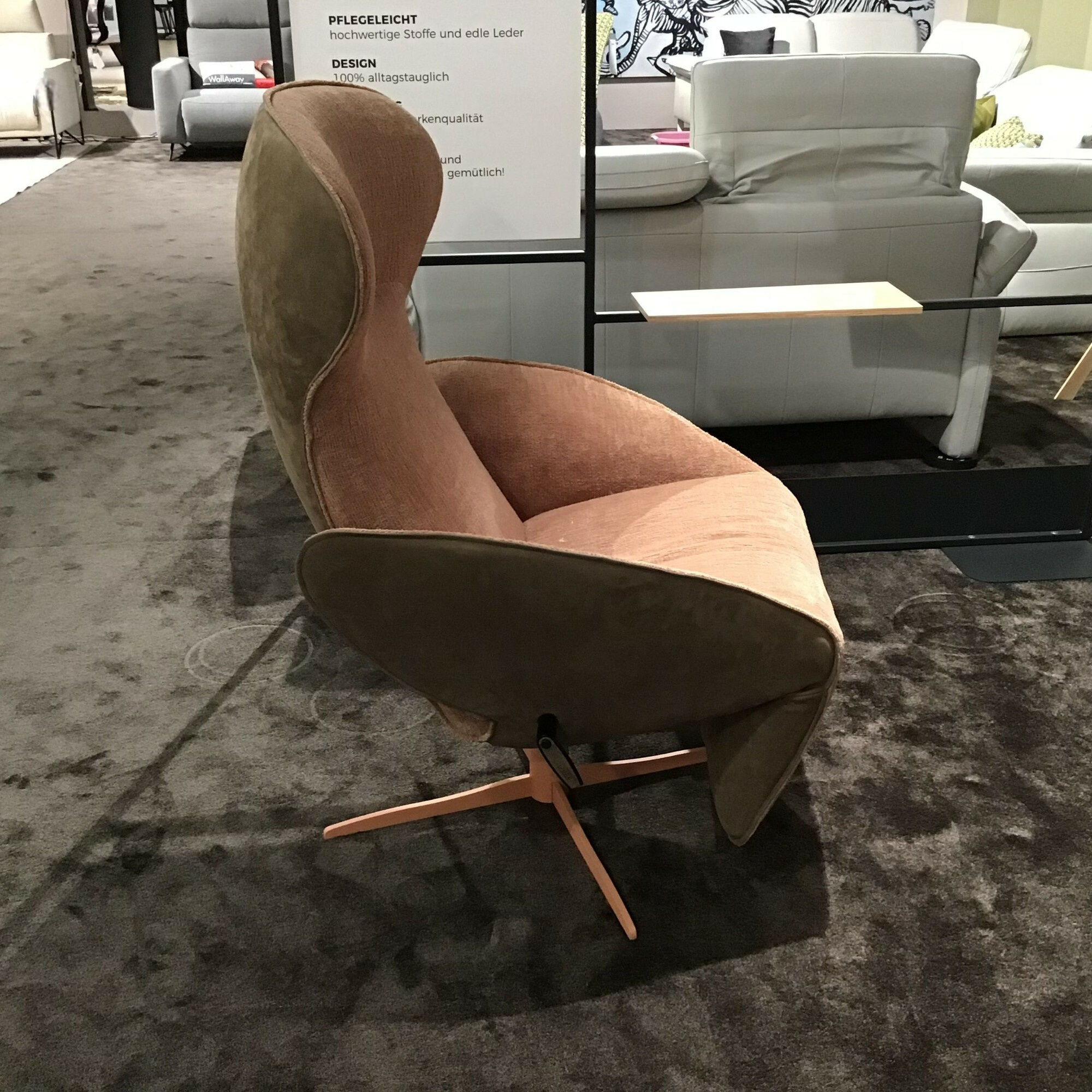 Jori - Relaxsessel Textilgewebe Mumble F2a C0013 Beige Schale Leder Nubuck Macchiato Braun Gestell Metall Beigerot Lackiert - 2
