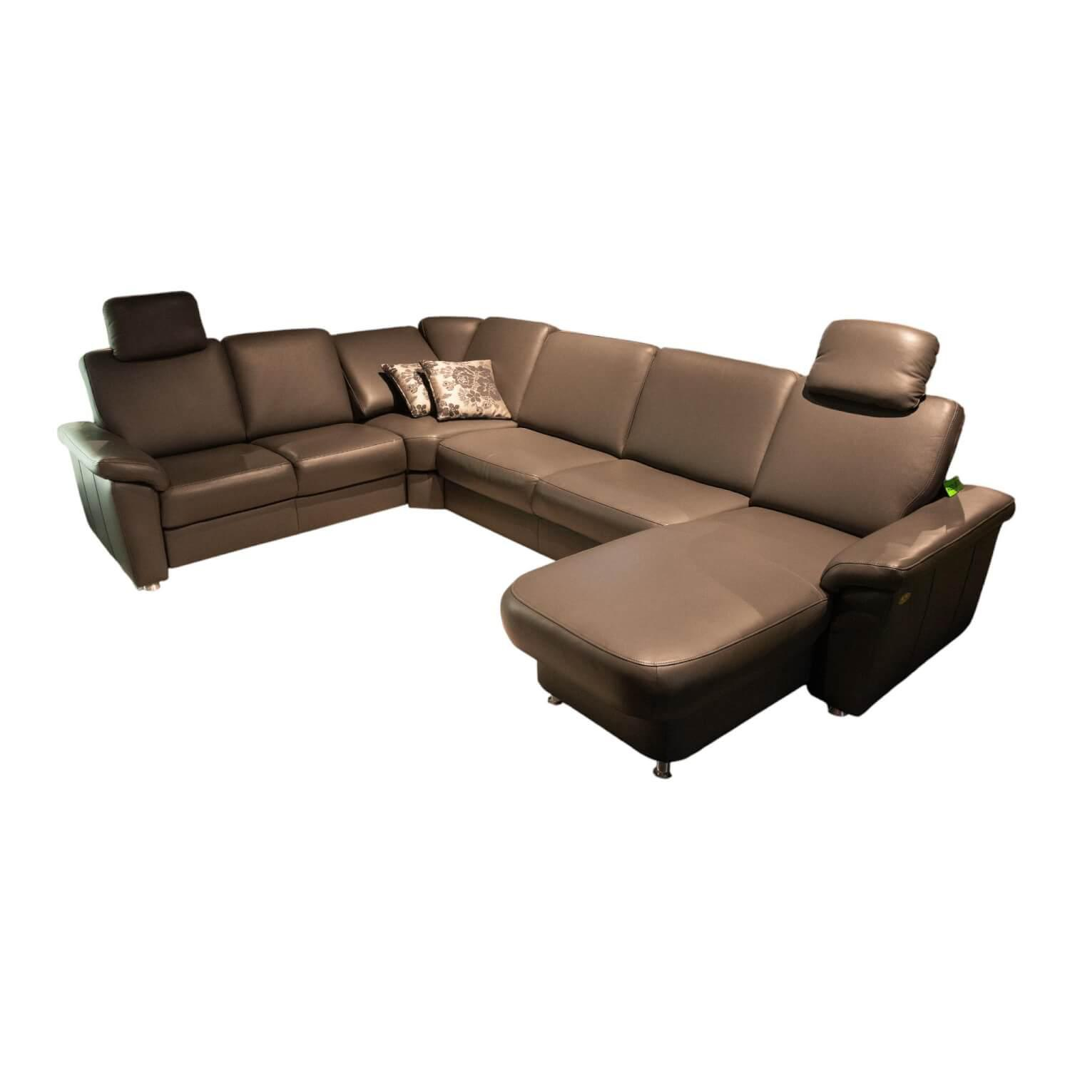 Modulmaster - Wohnlandschaft MM PN1059 Leder BelVita 120 Anthrazit Füße Metall Alufarbig Inklusive Kissen - 1