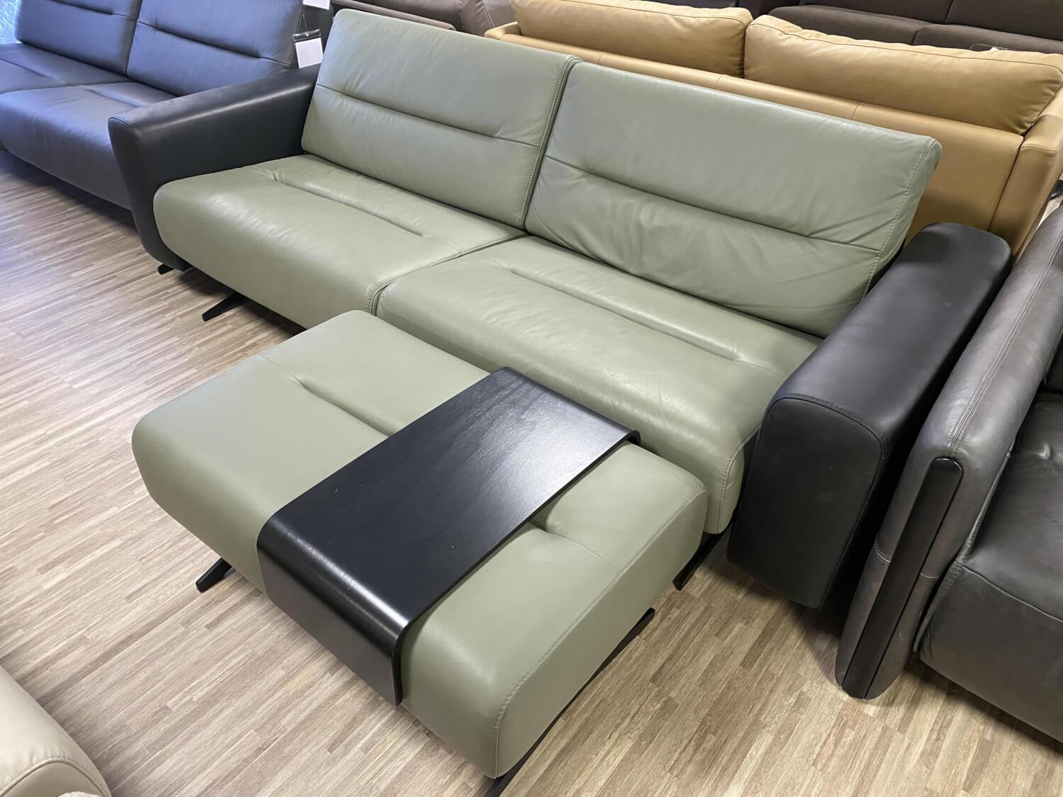 Stressless - Sofa Stella M Mit Breiten Armlehnen Leder Paloma Shadow Green Dunkelgrün Und Black Schwarz Fuß Kufe Stahl Schwarz Mit Kopfstützen - 8