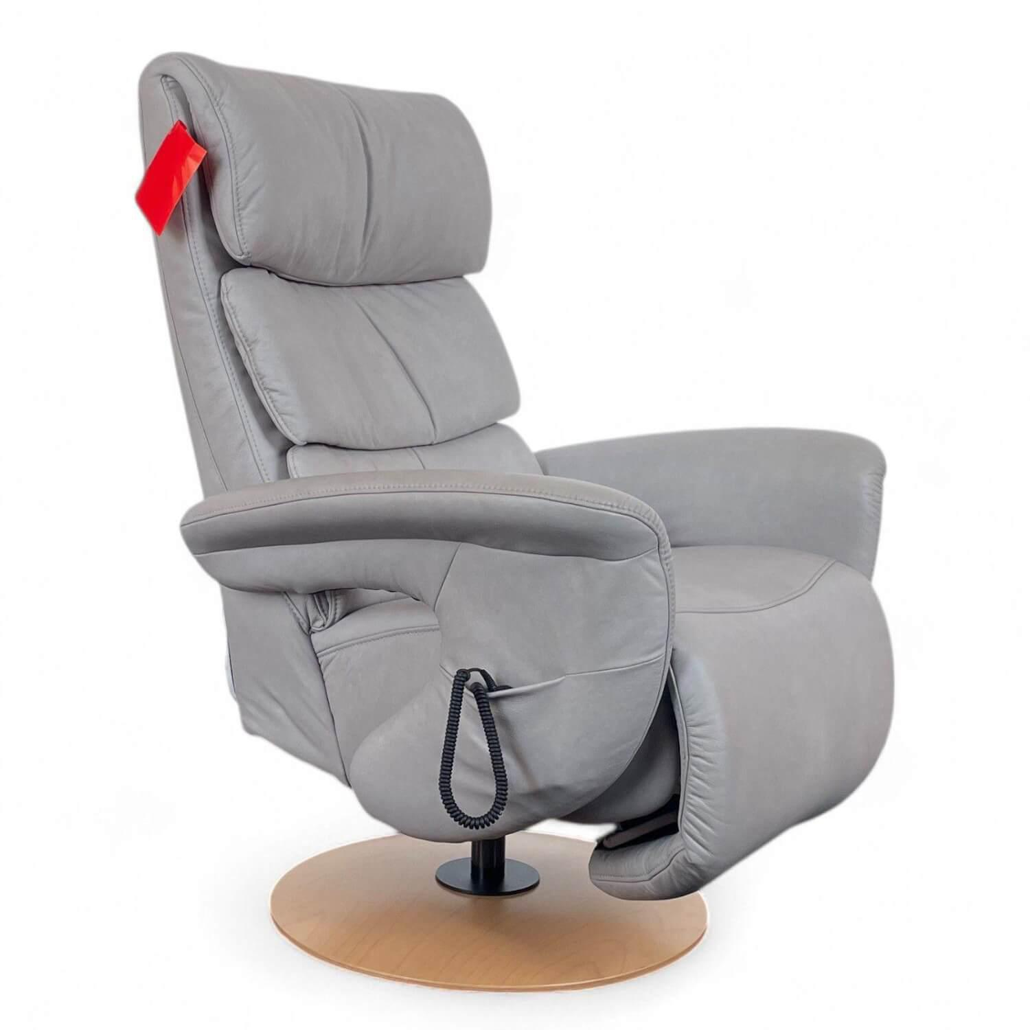 himolla - Relaxsessel 7428 Easy Swing XL Nappe Leder 22 Soft Asche Grau Holzteller Buche 2 Motorig Mit Aufstehhilfe - 1