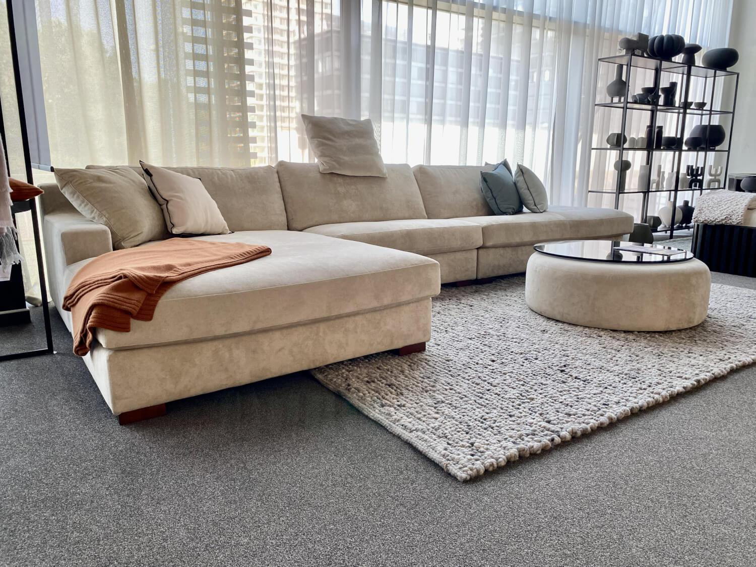 Bielefelder Werkstätten - Ecksofa Inspiration Stoff Carson Cream Velvet 1 1336 071 Ohne Couchtisch - 6