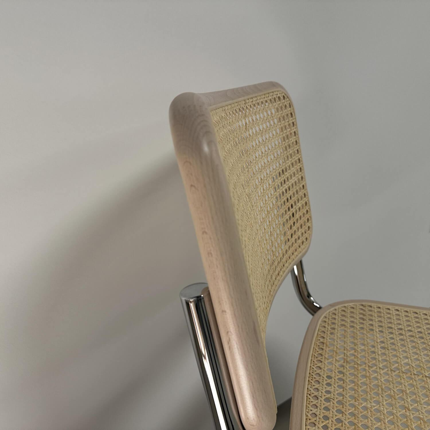 Thonet - Freischwinger S32 Gestell Stahlrohr Rohrgeflecht Kunststoffstützgewebe Rahmen Buche - 2