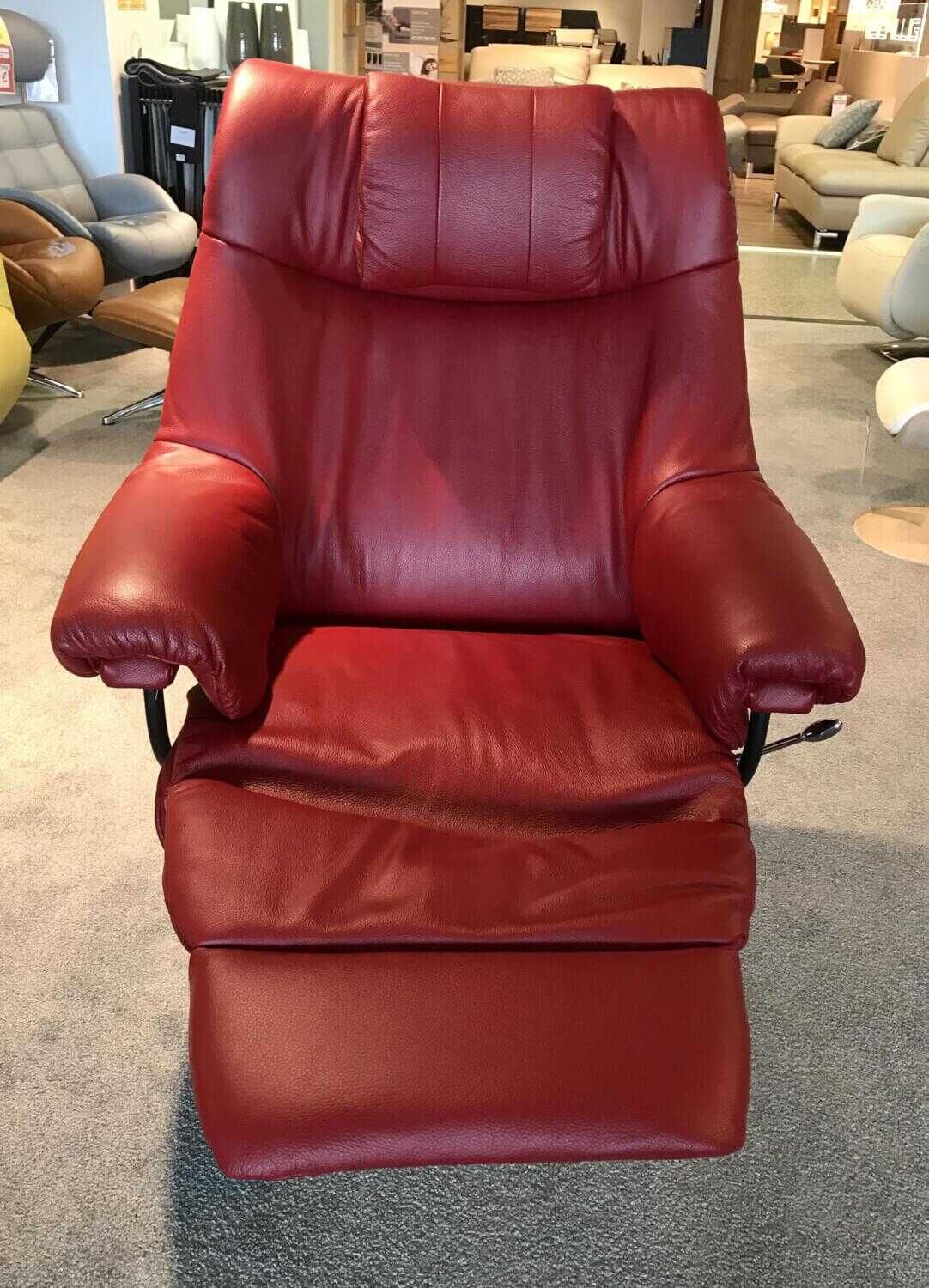 himolla - Sessel Zerostress Leder 33 Rot Longso Chiant mit Nackenkissen - 6