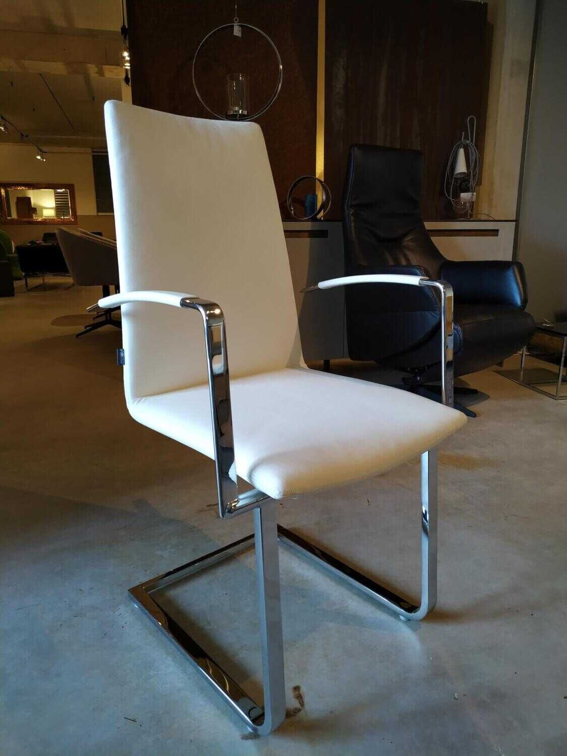 Bacher - 5er-Stuhlset Freischwinger Kama Leder Prestigem Weiß - 5