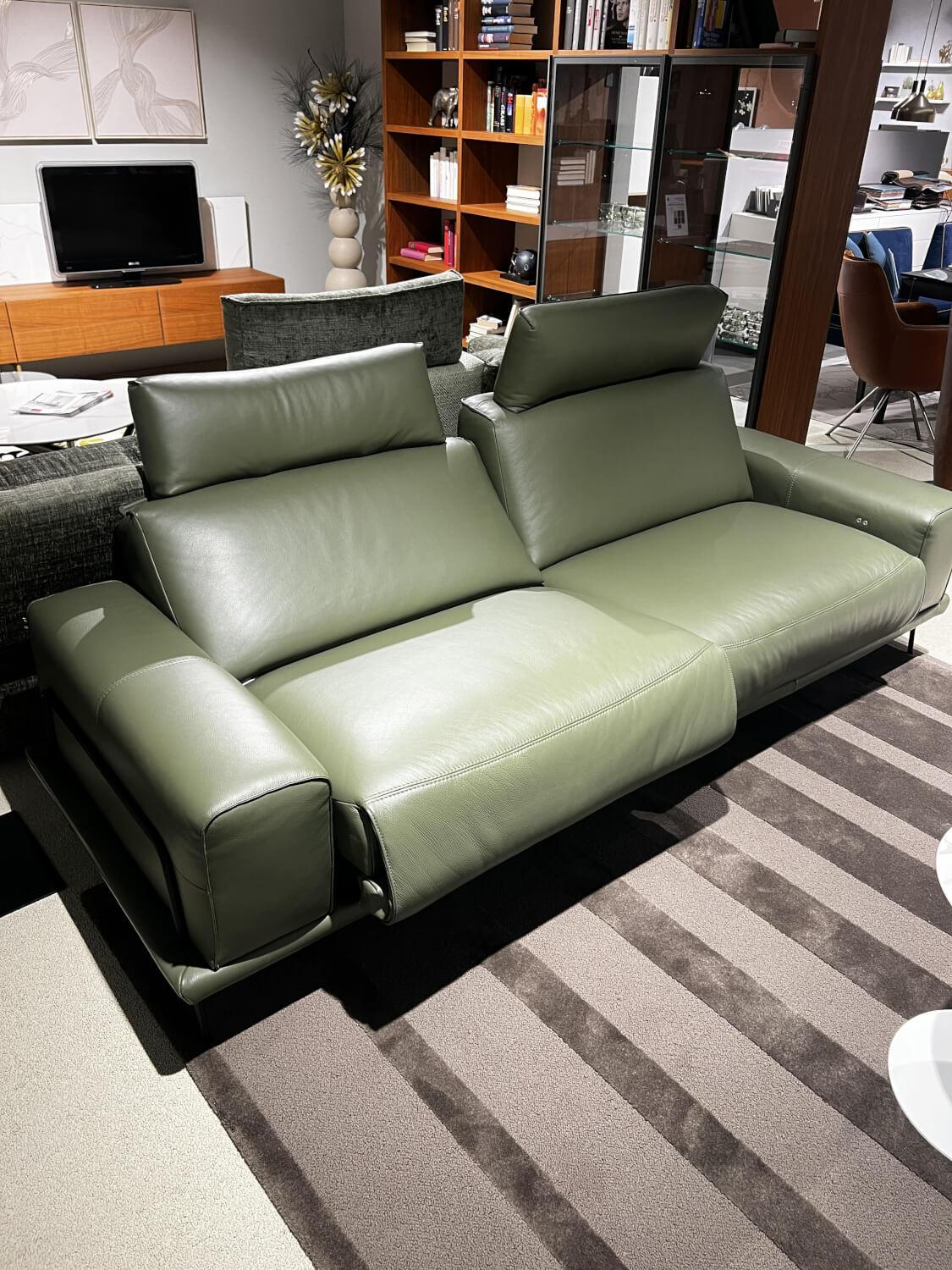 WK Wohnen - Sofa WK 670 Volluto Leder Montana Olive Grün Metallfüße Schwarz - 11