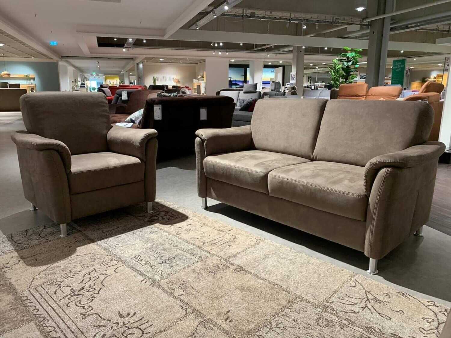 Ponsel - Garnitur S266 System 10 Stoff Beige Anthrazit 2 Sofas 1  Sessel - 2