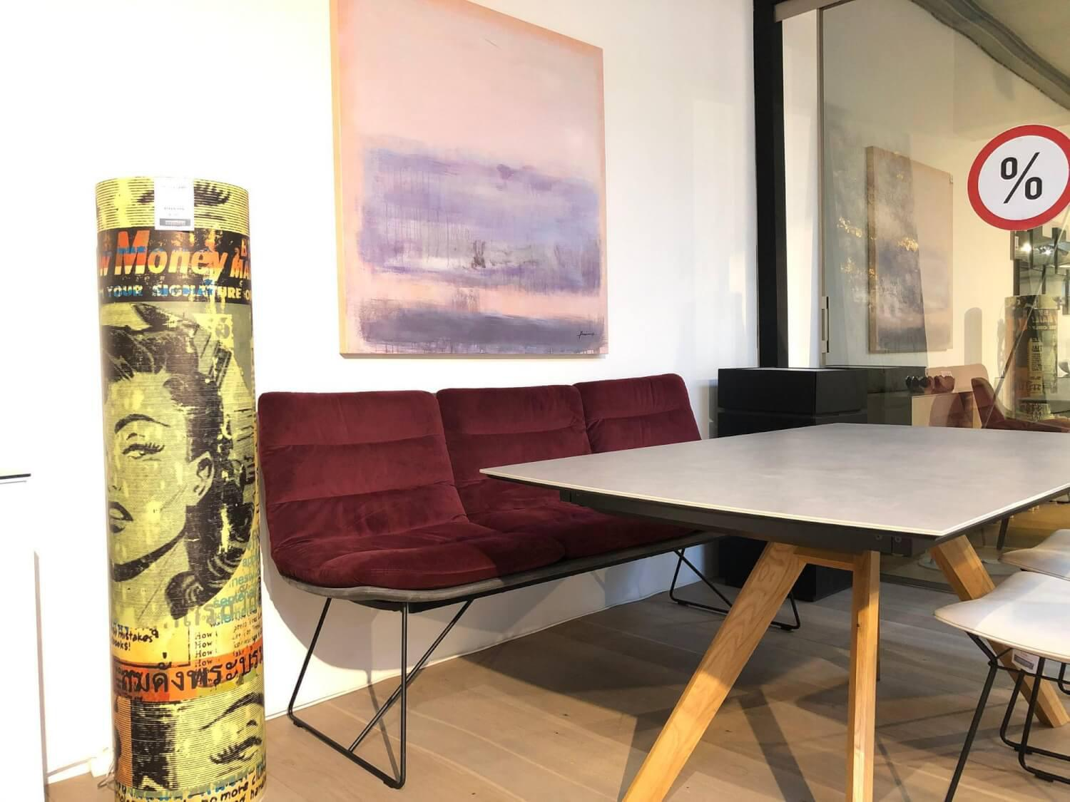 KFF - Bank Arva Stoff 1 Seven Innen Winered Rot Außen Plumb Grau Drahtkufe Struktur Schwarz - 3