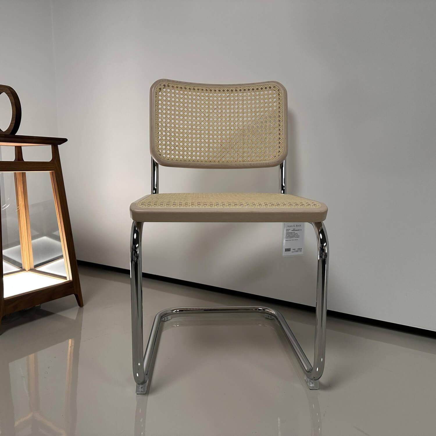 Thonet - Freischwinger S32 Gestell Stahlrohr Rohrgeflecht Kunststoffstützgewebe Rahmen Buche - 5