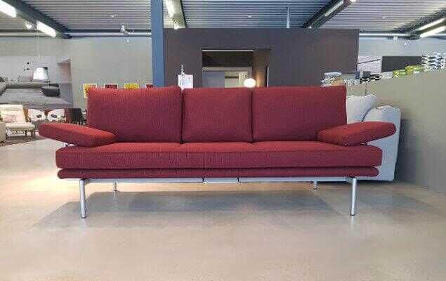 Sofa Living Platform Stoff Rot 3-Sitzer
