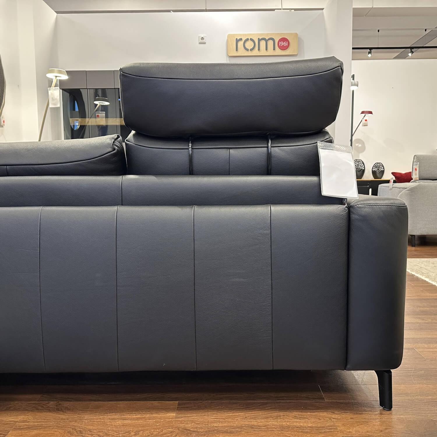 Rom - Ecksofa Cosmo Rindsleder Montana Black Schwarz Füße Stahl Mattschwarz Lackiert Inklusive Kissen - 7