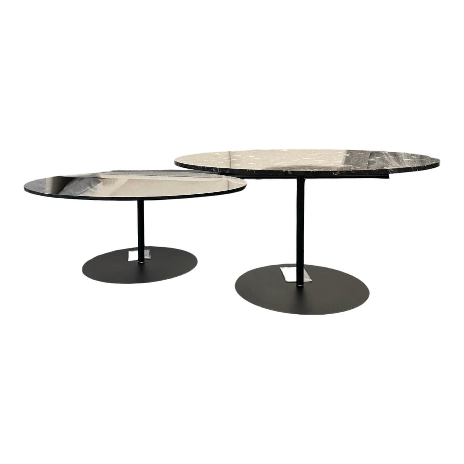 Bielefelder Werkstätten - 2er-Set Kelly Platte Terrazzo Portoro Platte Glas Fuß Metall Schwarz - 1