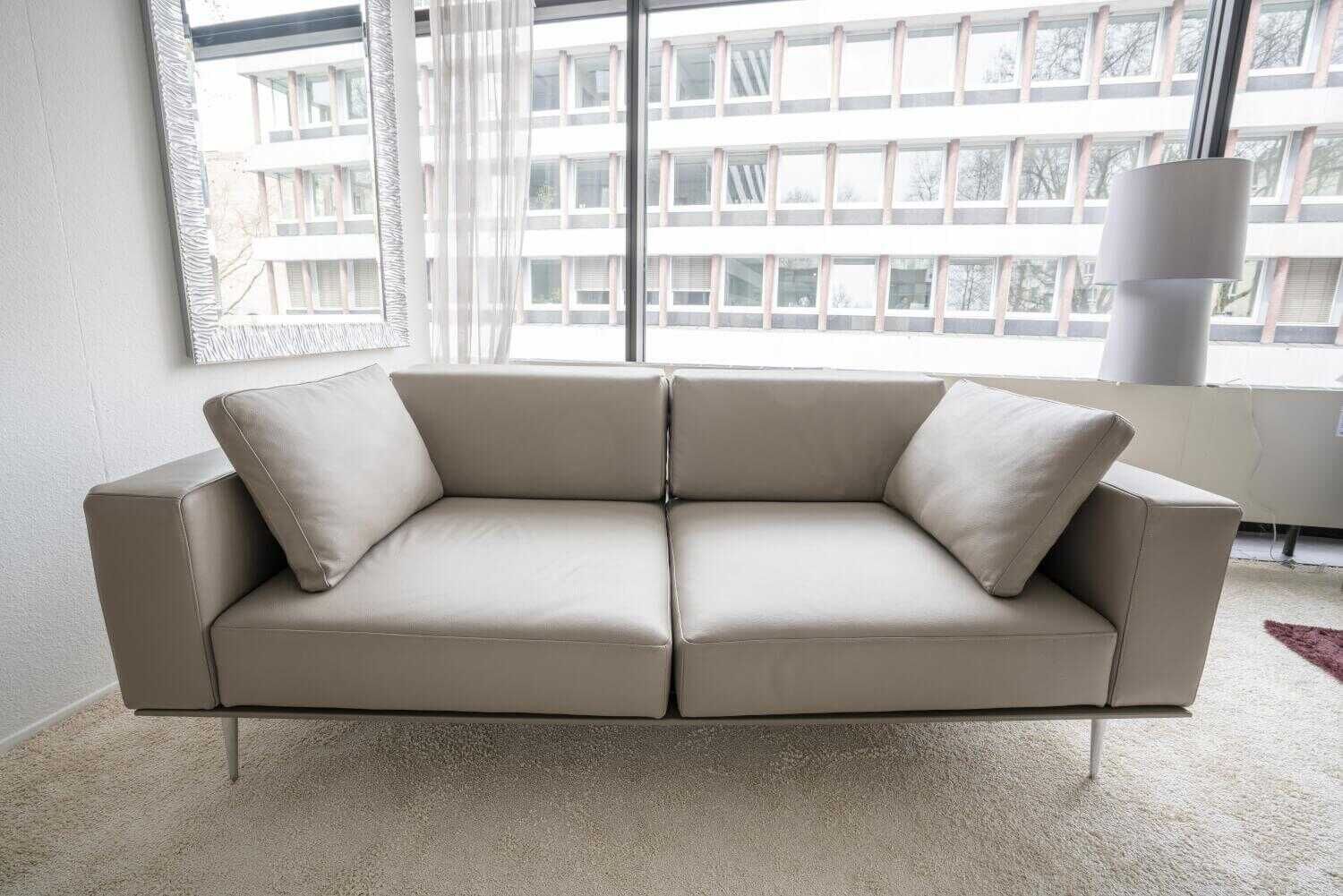 Franz Fertig - Schlafsofa Milan in Leder Grau braun - 1