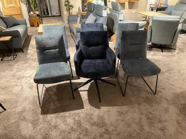 Natura - 6er-Set Stuhl Calgary Stoff Fusion Niagara 158 & Indigo 90 Blau - 4