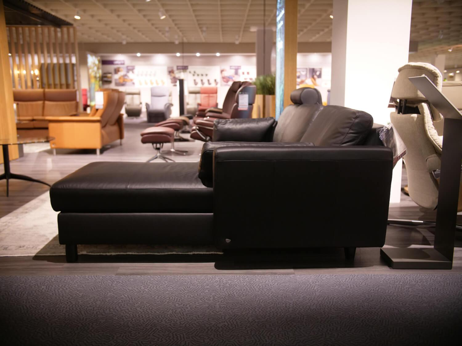 Stressless - Ecksofa Emma Leder 094 Paloma 19 Schwarz Fuß 022 Holz Konisch Schwarz Gebeizt - 6