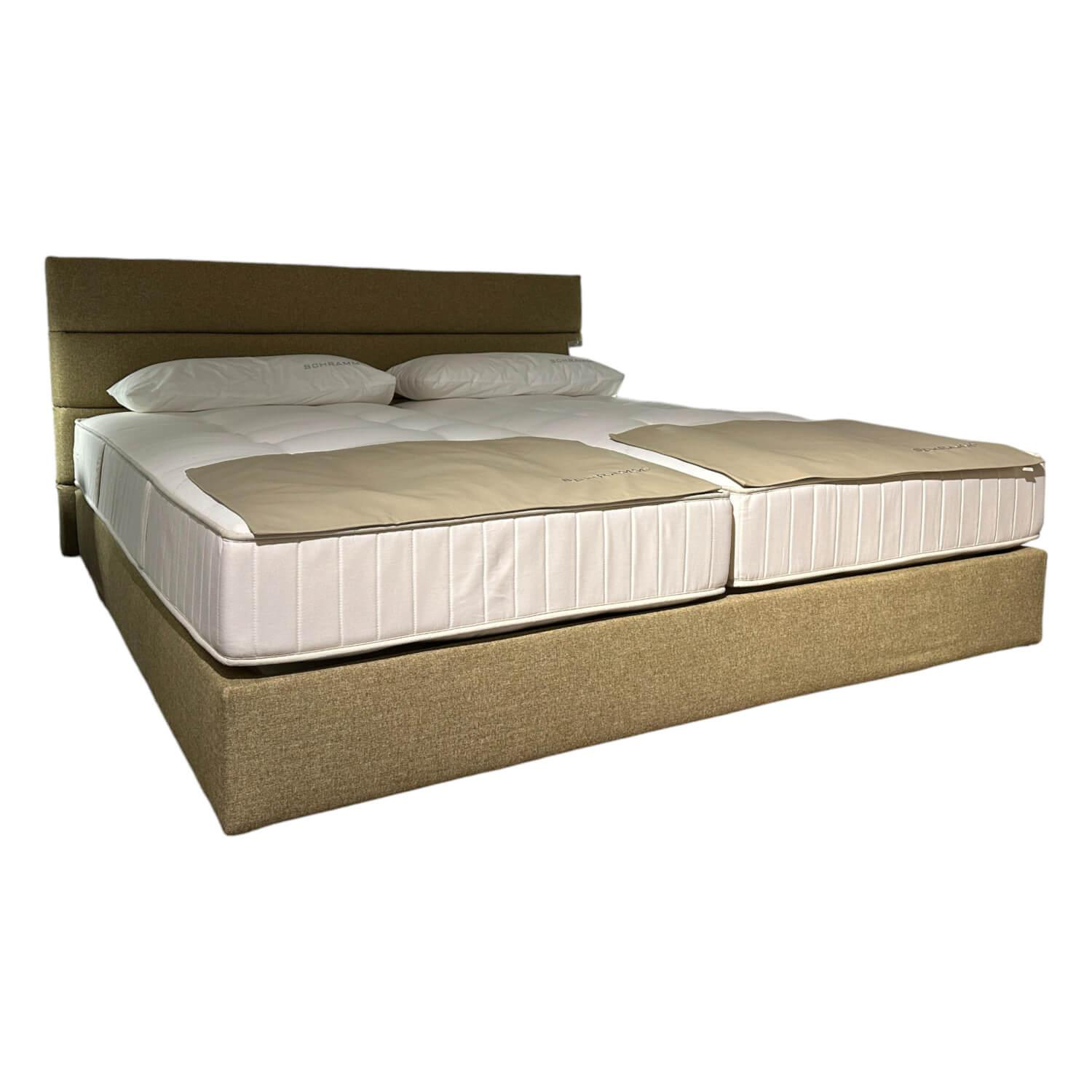 Schramm - Bett Purebeds Panel Bezug Stoff Benno 880 Curry Gelb Beige Füße Buche Schwarz Inklusive 2 Matratzen - 1