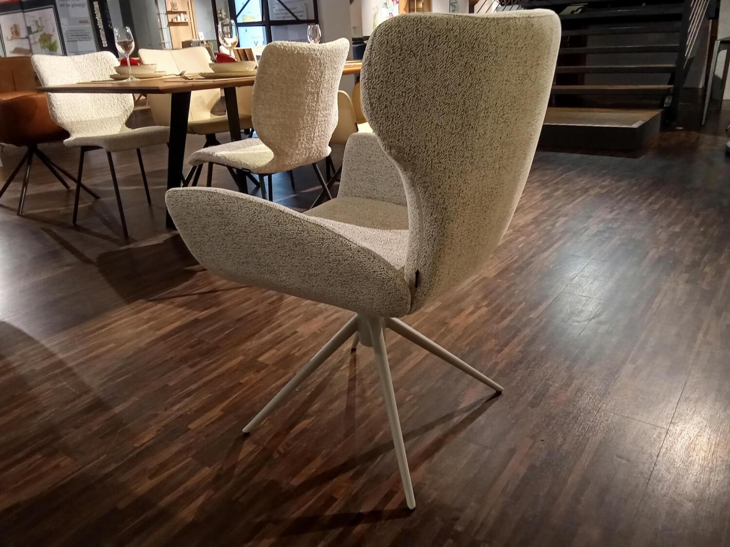 Musterring - Essgruppe JustB Esstischplatte Lack Seidengrau Stoff Bouclé Elegant Wish Champagne Beige - 5