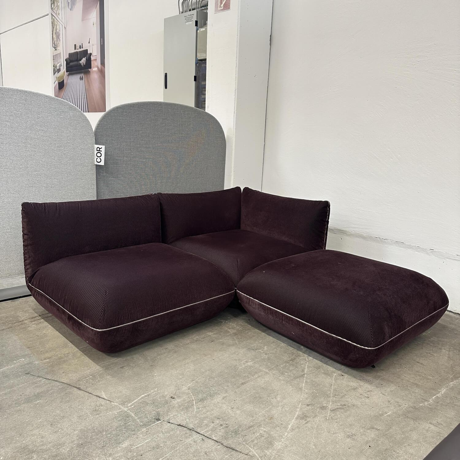 COR - Sofa Jalis 21 Stoff 9074 Merlot Rot Nahtband 5095 Kitt - 3