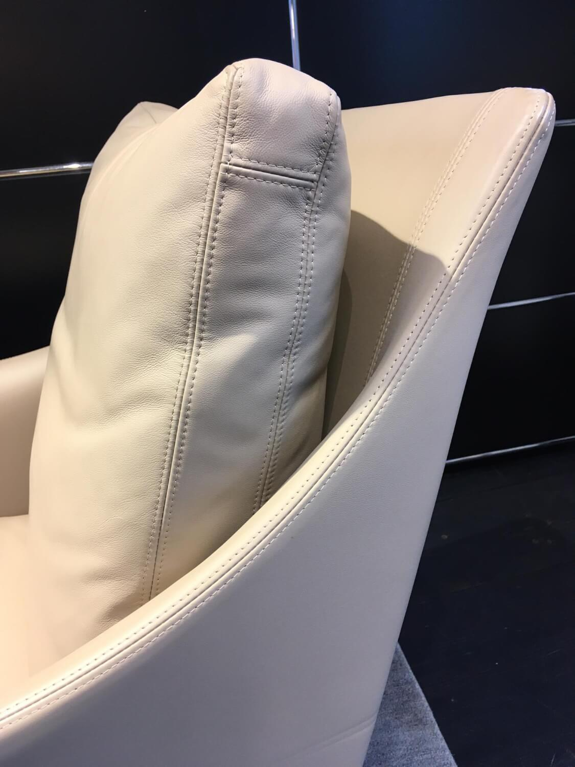 Flexform - Sessel Boss Leder Pelle 2 Creme Beige Füße Stahl - 5