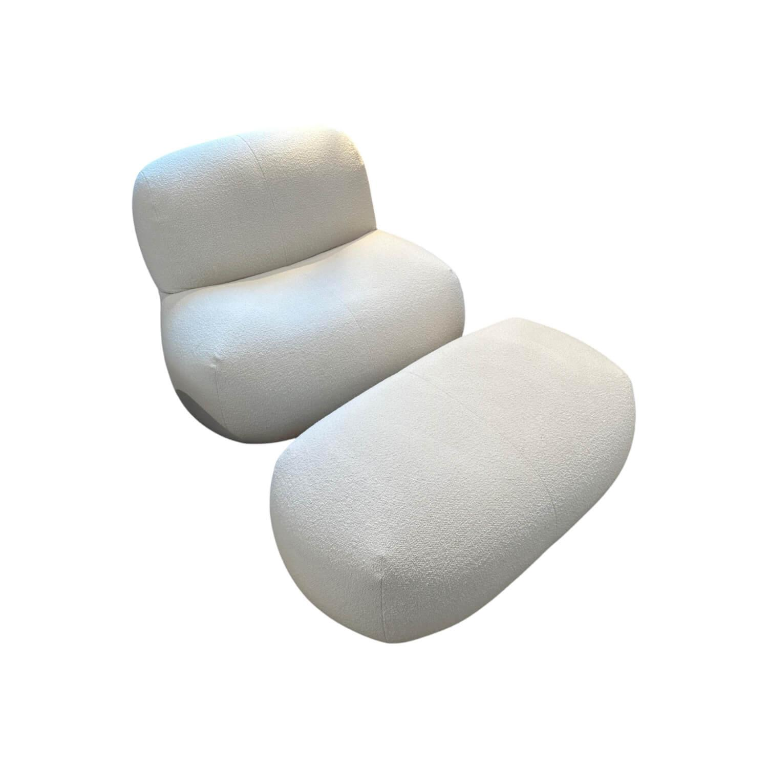 Ligne Roset - Sessel Pukka Stoff Capa Ecru Beige Füße Kunststoff Inklusive Hocker Groß - 1