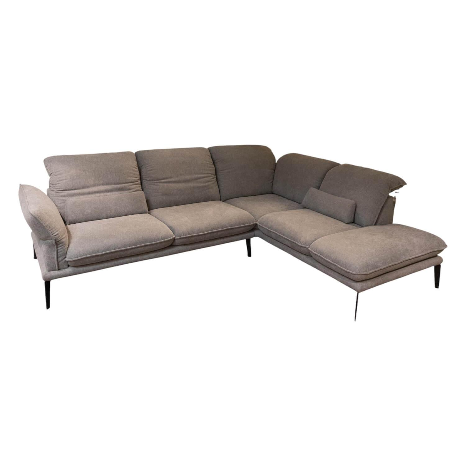 W. Schillig - Ecksofa Sherry Stoff R66 22 Dolphin Grau SK10 Fuß Metall Schwarz M99 Mit Kissen - 1