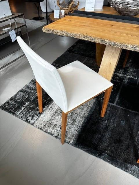 Walter Knoll - 6er-Set Stuhl Andoo Leder 50 P 1313 Naturweiß Weiß Füße Nussbaum - 3