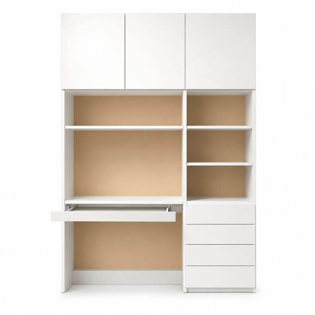 Interlübke - Regalwand Studimo Lack Weiß inkl. Ausziehbarem Schreibtisch - 1