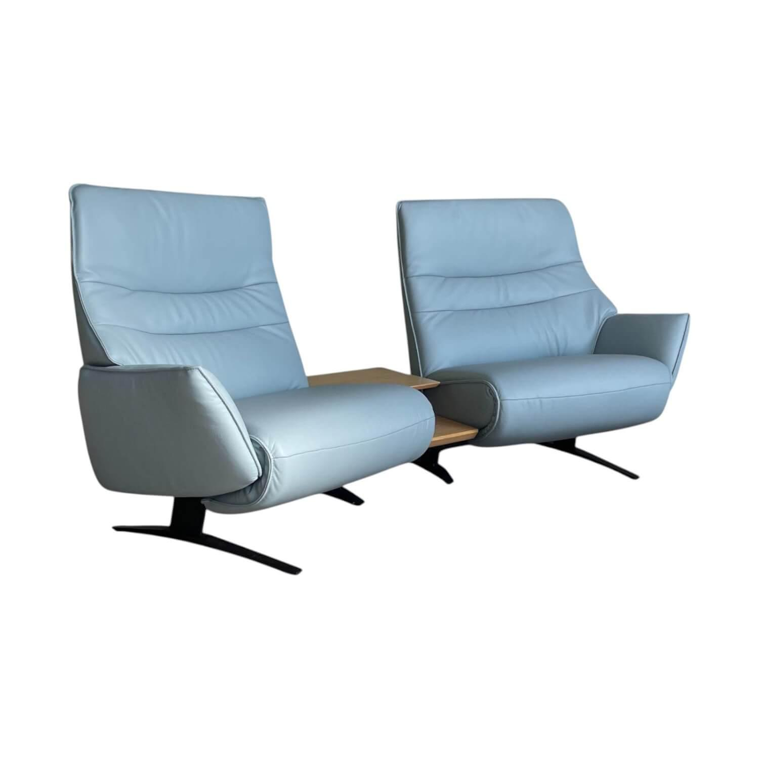 himolla - Sofa 4905 Trapez Leder 24 Longlife Rustika Sky Blau Metallkufe Anthrazit Pulverbeschichtet Mit Elektrischer Verstellung - 1