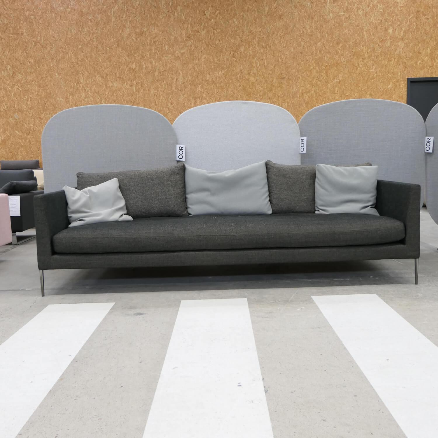COR - Sofa Pilotis Stoff 8161 Schwarz Braun Füße Schwarz Chrom Inklusive Rückenkissen - 2