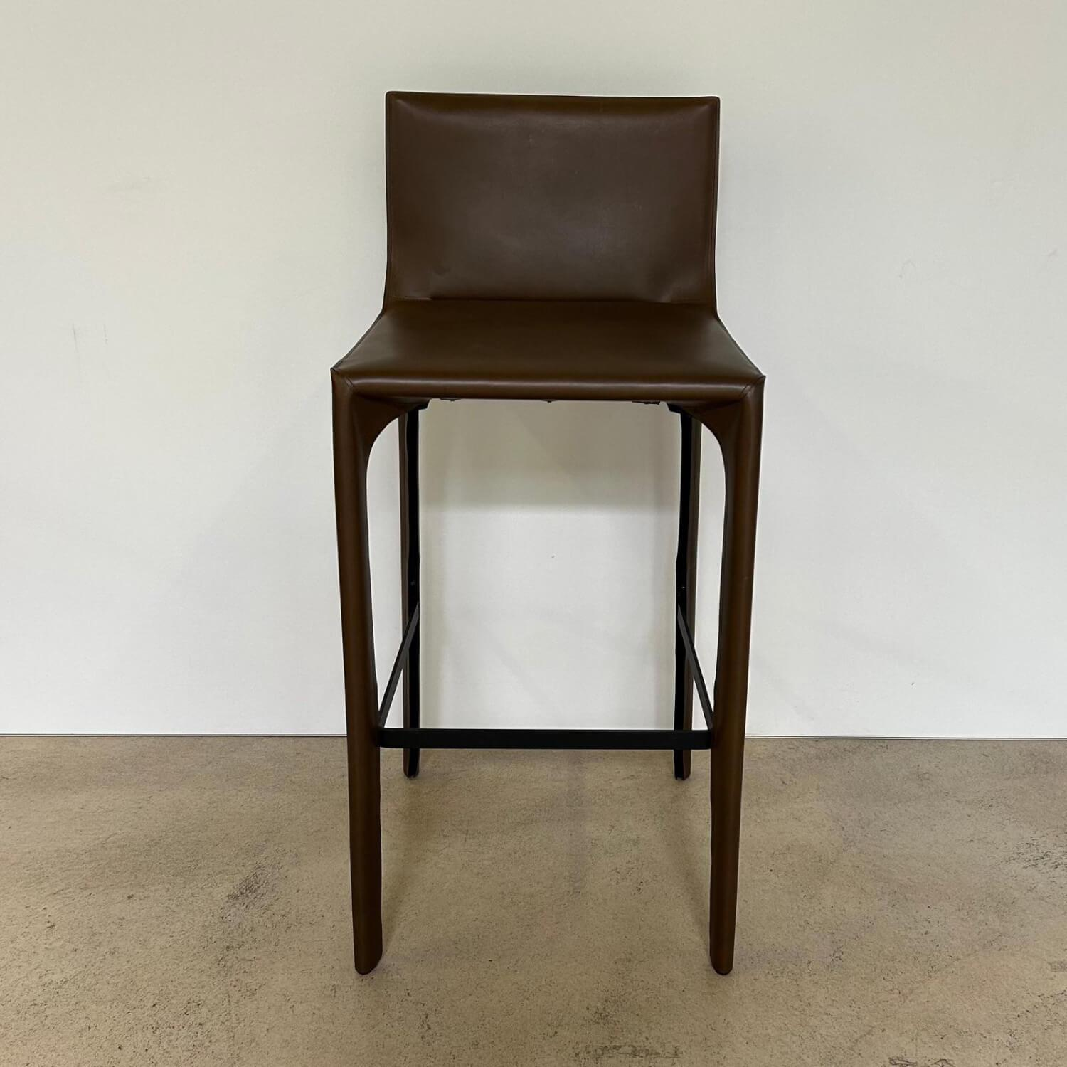 Walter Knoll - Barhocker Saddle Chair 1248 Leder Paco 1423 Sienna Braun Fußstütze Stahl Schwarz Mit Kunststoffgleitern - 2