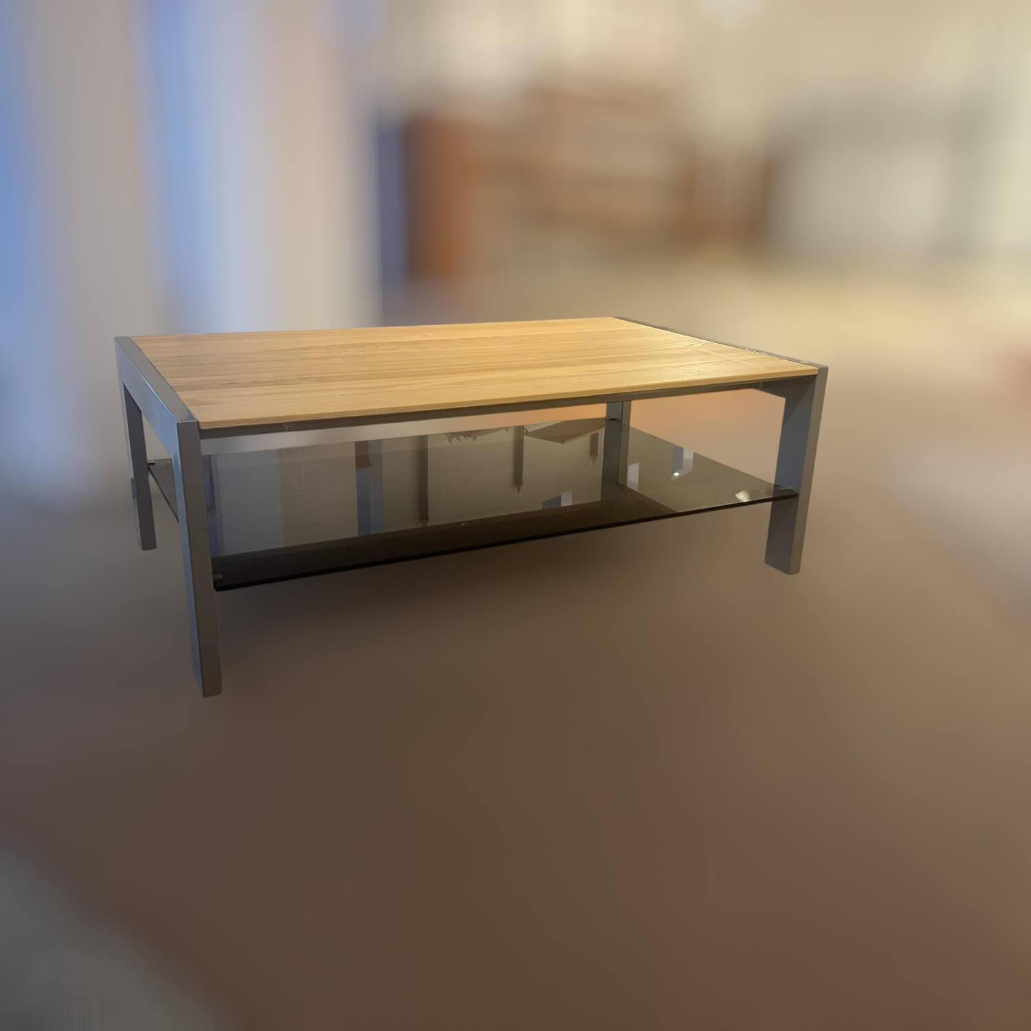 Musterring - Couchtisch Platte Esche Ablage Glas Gestell Metall - 2