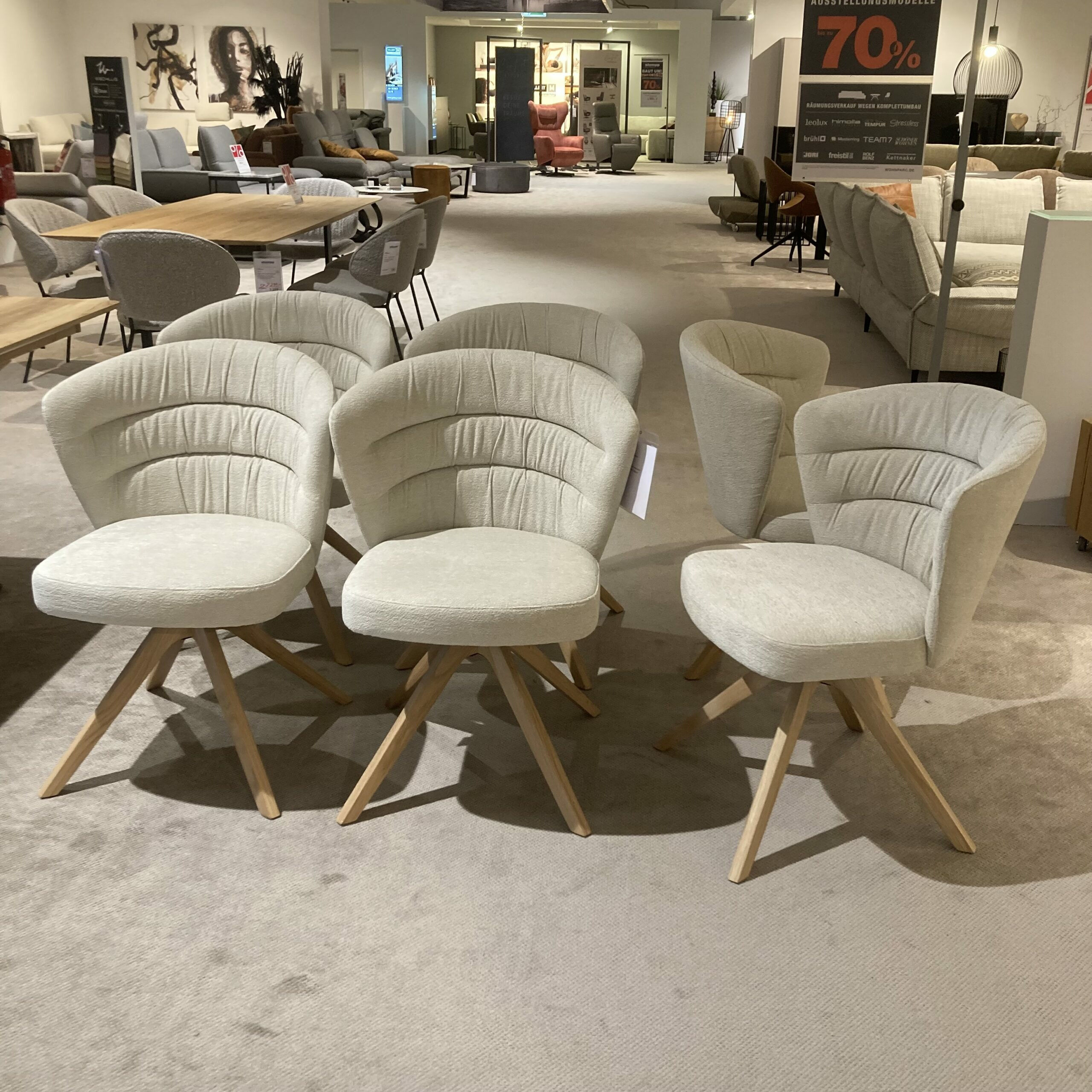 Venjakob - 6er-Set Drehstuhl Capri Stoff Funchal Beige Gestell Wildeiche Hell Gölt - 4