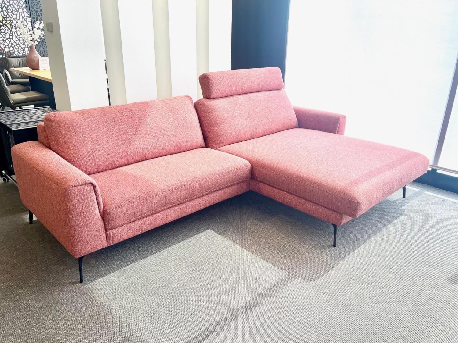 Contur - Ecksofa Enna Stoff Marinet Coral Rosa Füße Metallwinkel Schwarz Inklusive Relaxfunktion - 3