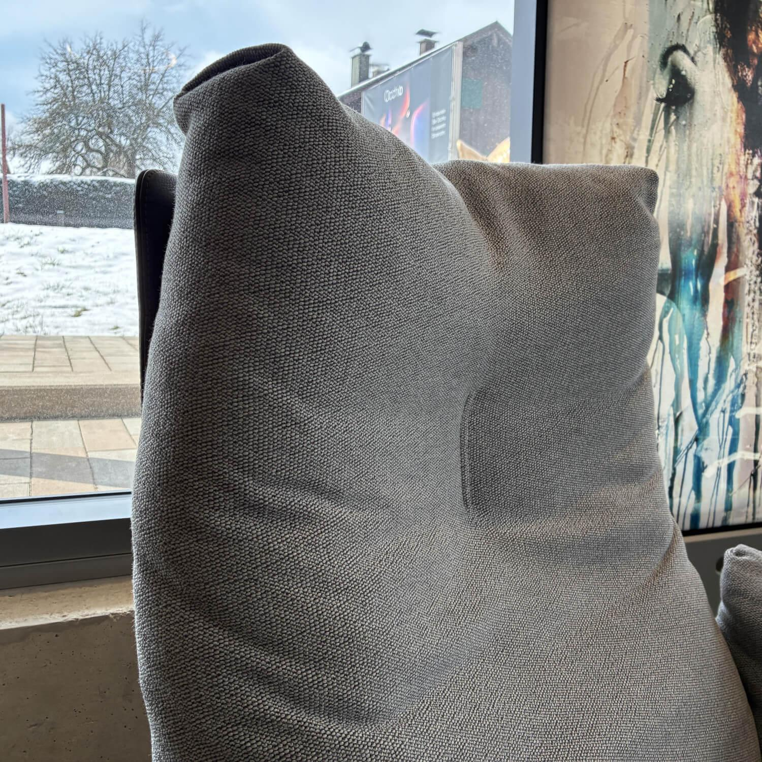 COR - Lounge Sessel Cordia Stoff 9129 Stahl Grau Schale Leder 171 Anthrazit Gestell Aluminium Poliert Inklusive Hocker - 3