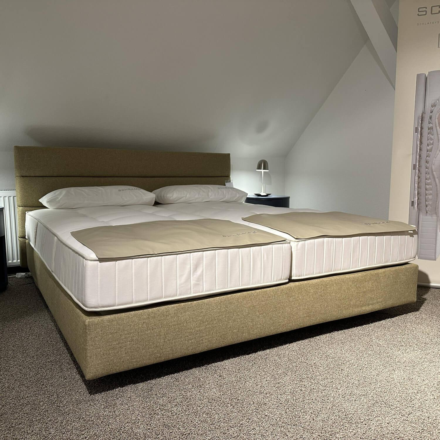 Schramm - Bett Purebeds Panel Bezug Stoff Benno 880 Curry Gelb Beige Füße Buche Schwarz Inklusive 2 Matratzen - 6