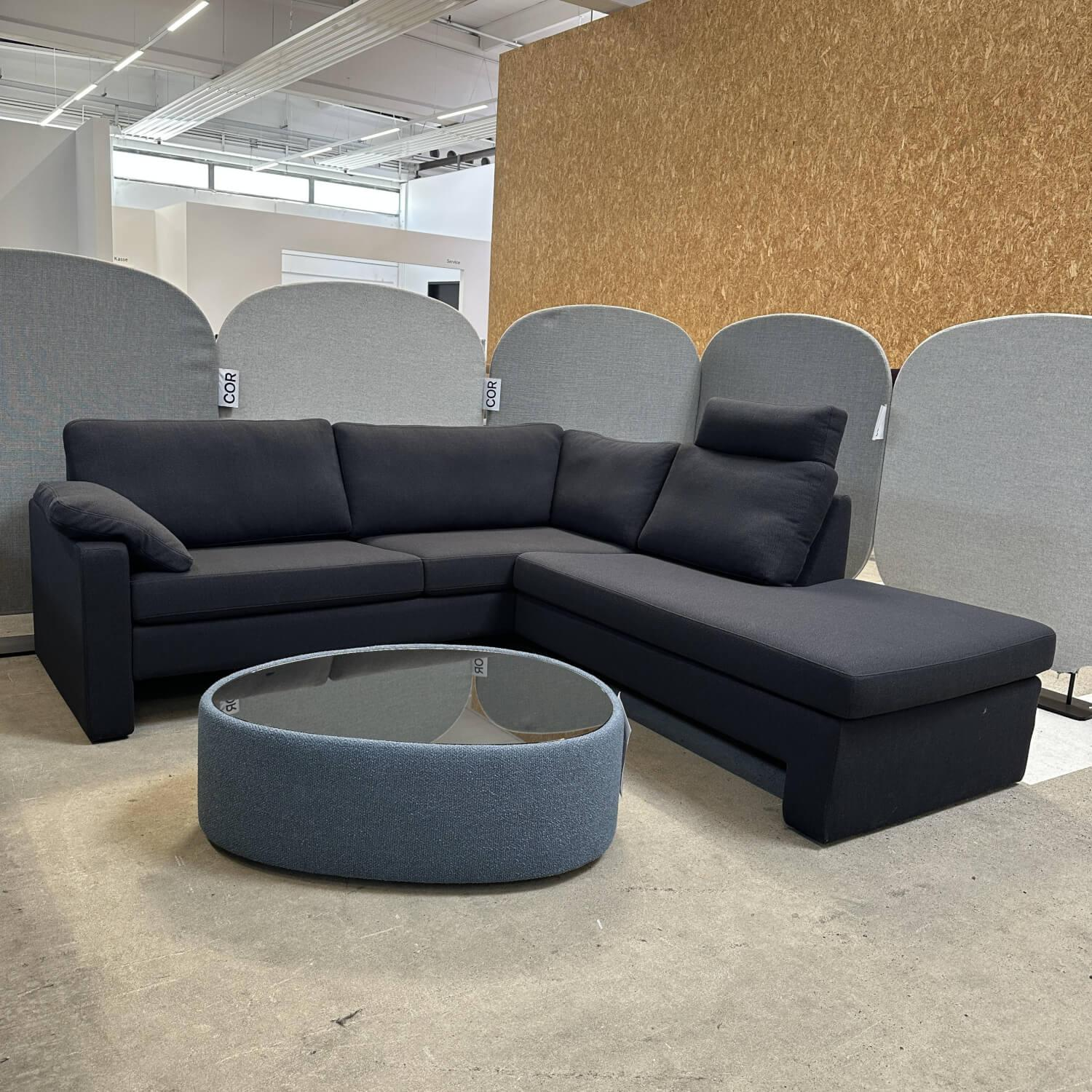 COR - Ecksofa Conseta Stoff 9168 Anthrazit Gestell Anthrazit Mit Stoff Bezogen Mit Kissen Und Kopfstütze - 3