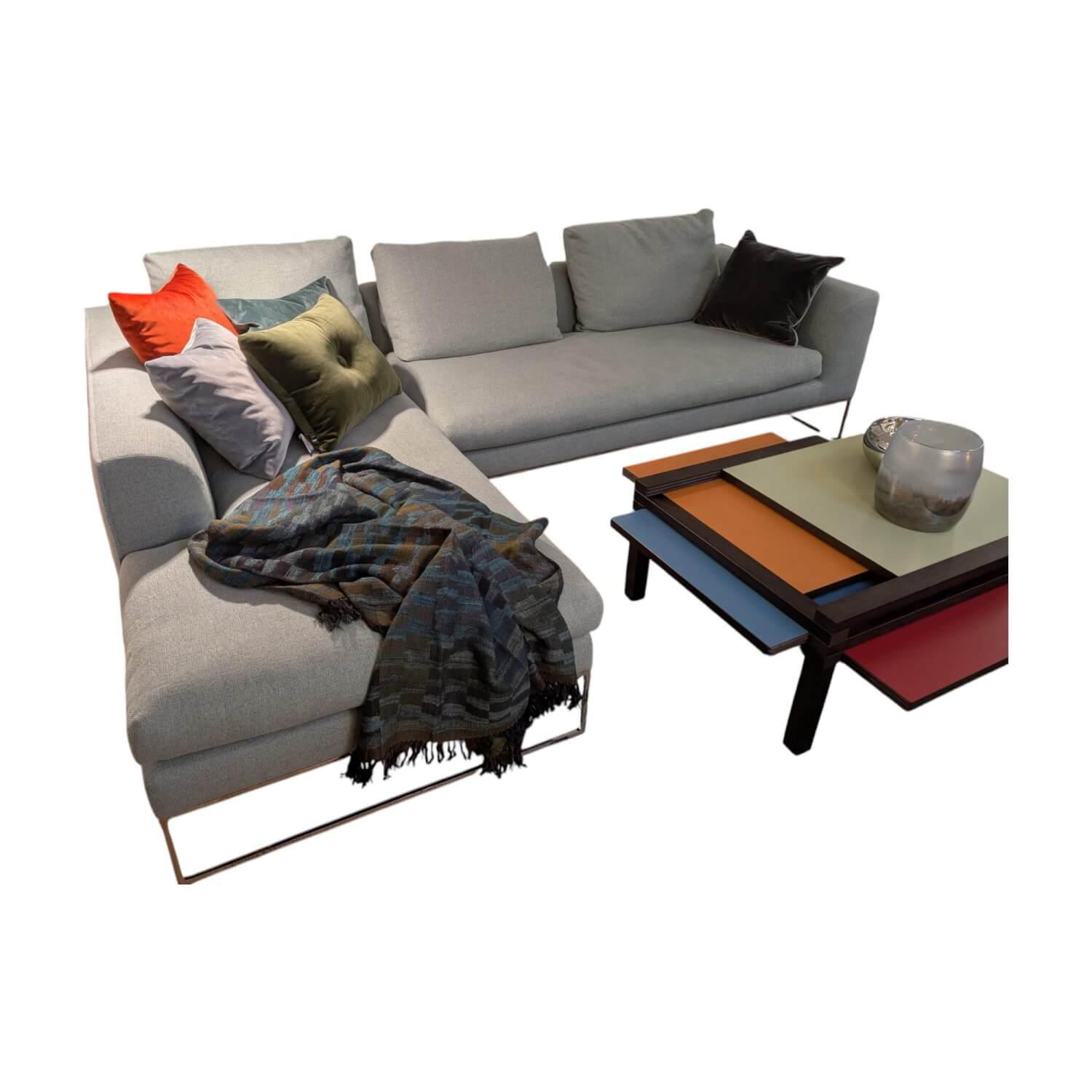 COR - Ecksofa Mell Lounge Stoff 8305 Mintgrün Gestell Metall Verchromt Ohne Deko Kissen - 1