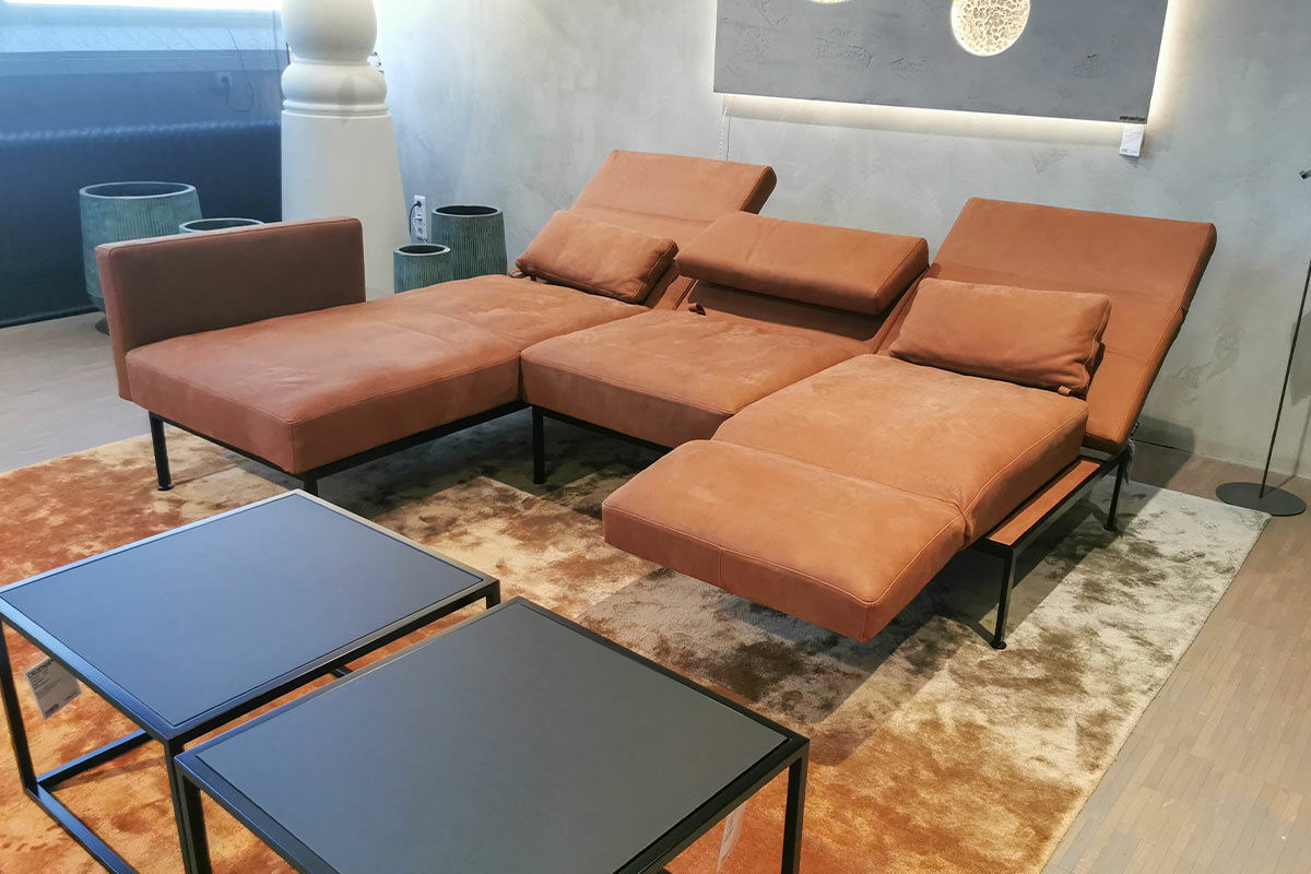 Brühl - Multifunktionssofa Roro Soft Leder 5668-45 Taron Cognac Braun Gestell Metall Schwarz - 10