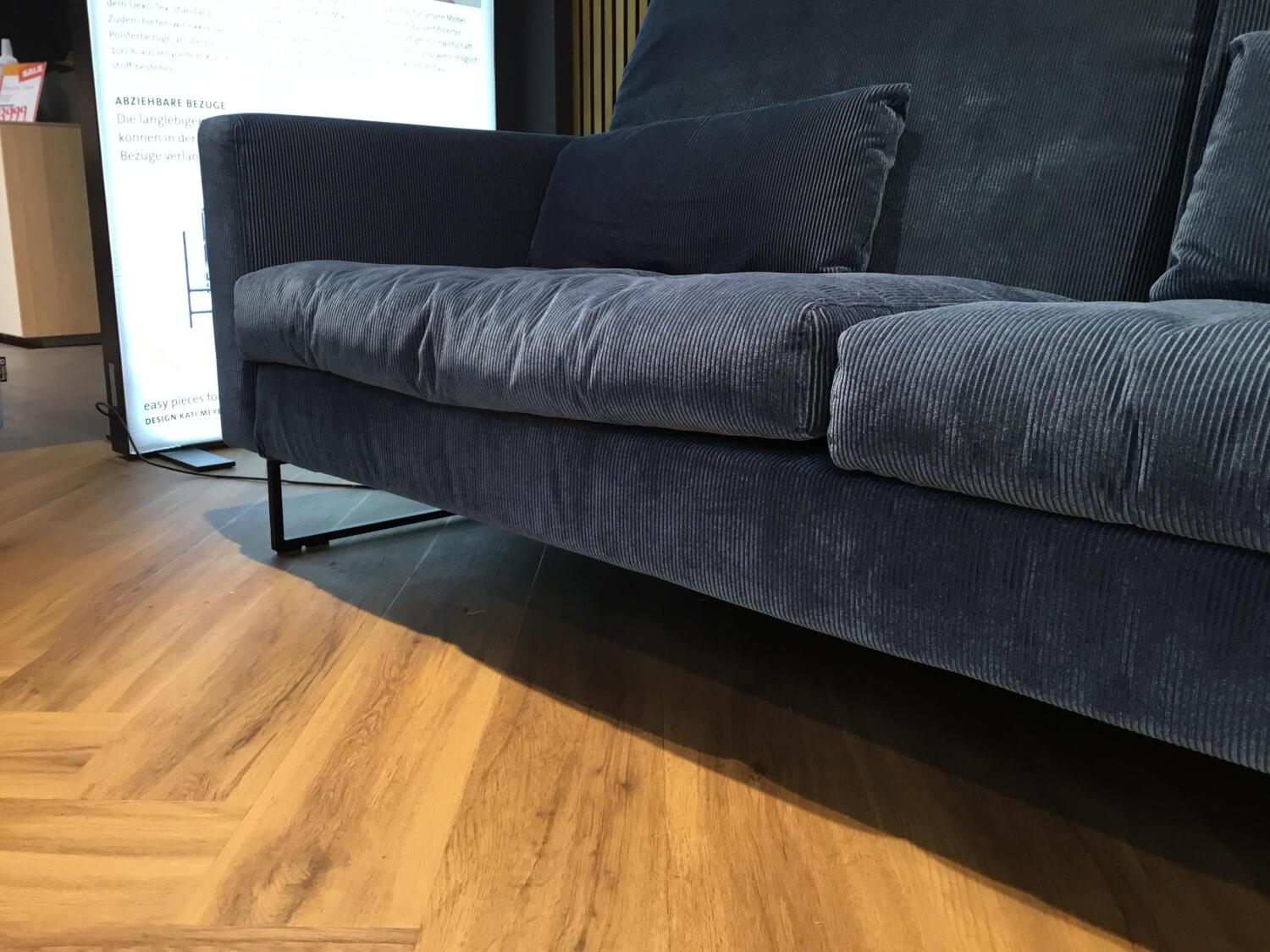 Brühl - Sofa Embrace Stoff 4490 65 Blau Füße Metall Schwarz Inklusive Sessel Und Hocker - 7