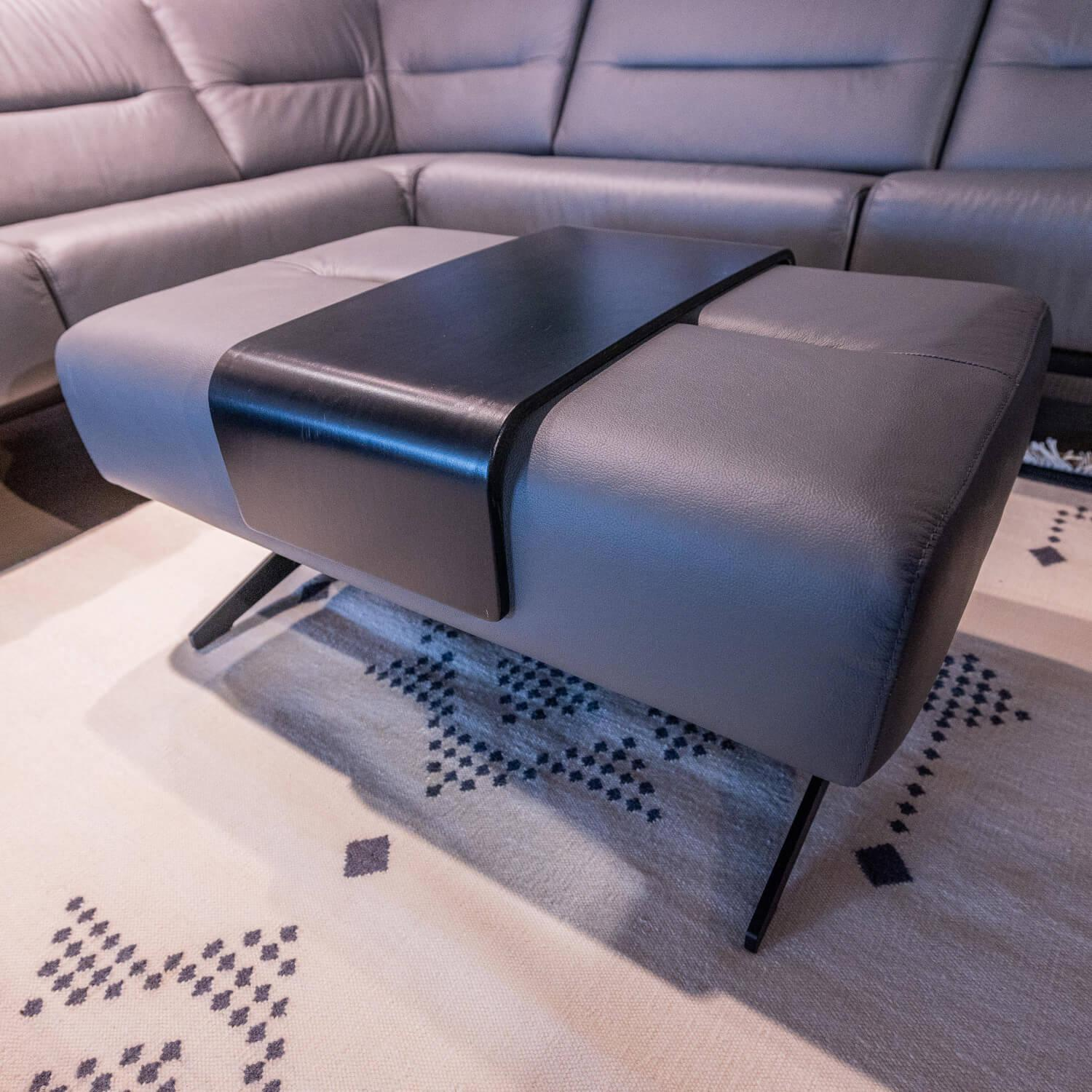 Stressless - Ecksofa Stella mit Hocker Leder Batick Grau Metallfüße Schwarz - 13