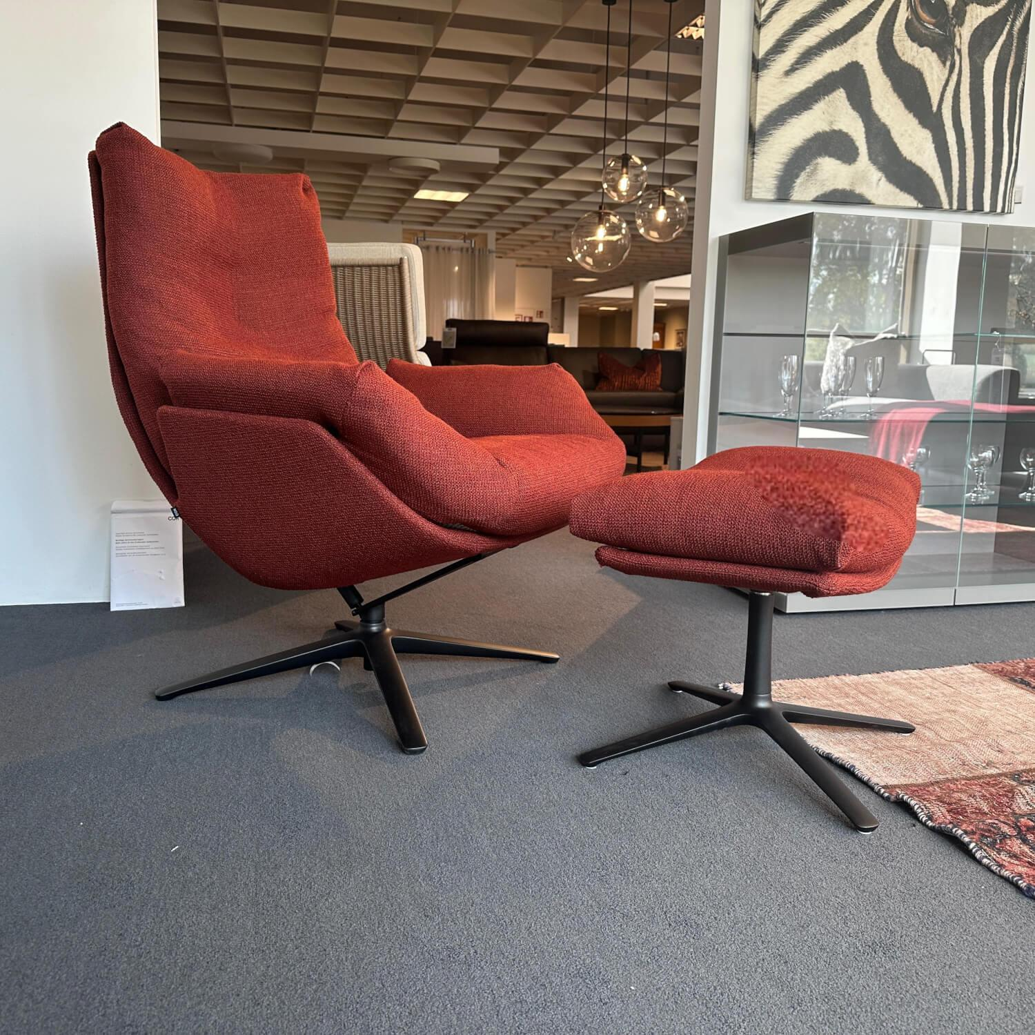 COR - Drehsessel Cordia Lounge Stoff 80 8189 Rostrot Rot Fußkreuzgestell Lack F05 Schwarz Inklusive Hocker - 2