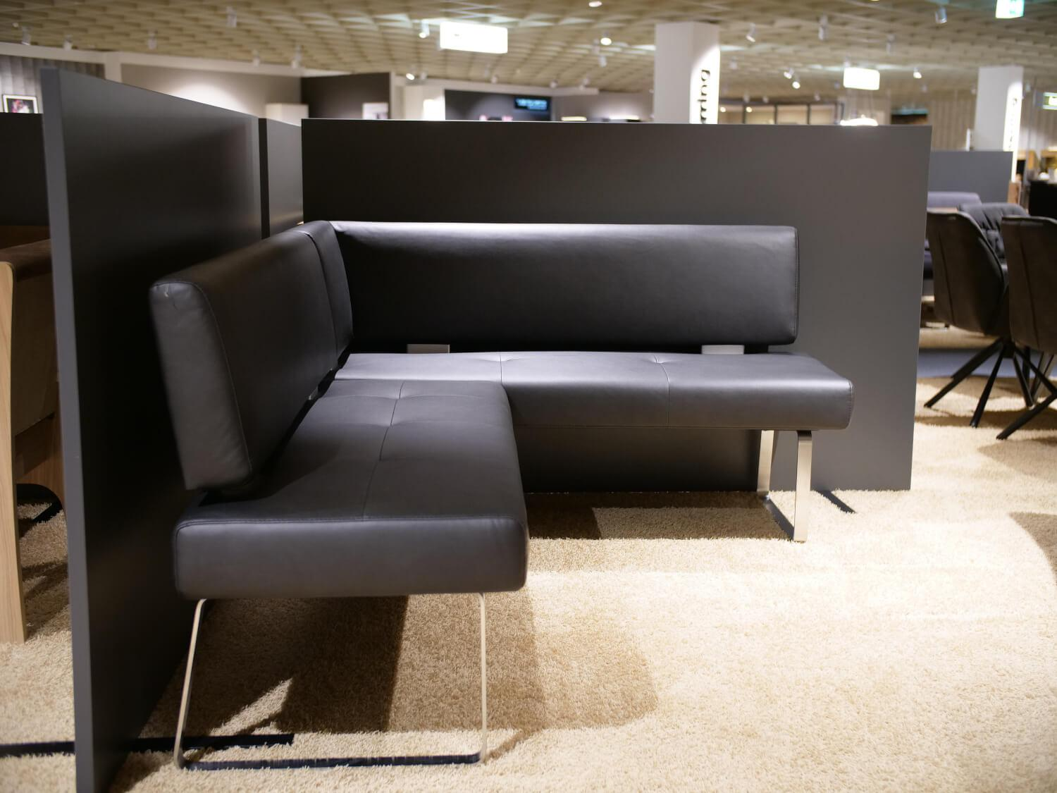 K+W - Eckbank Variano Ladoga 4411 UX Stoff 0925 81 Black Schwarz Fuß Edelstahl 2309 Gebürstet - 4