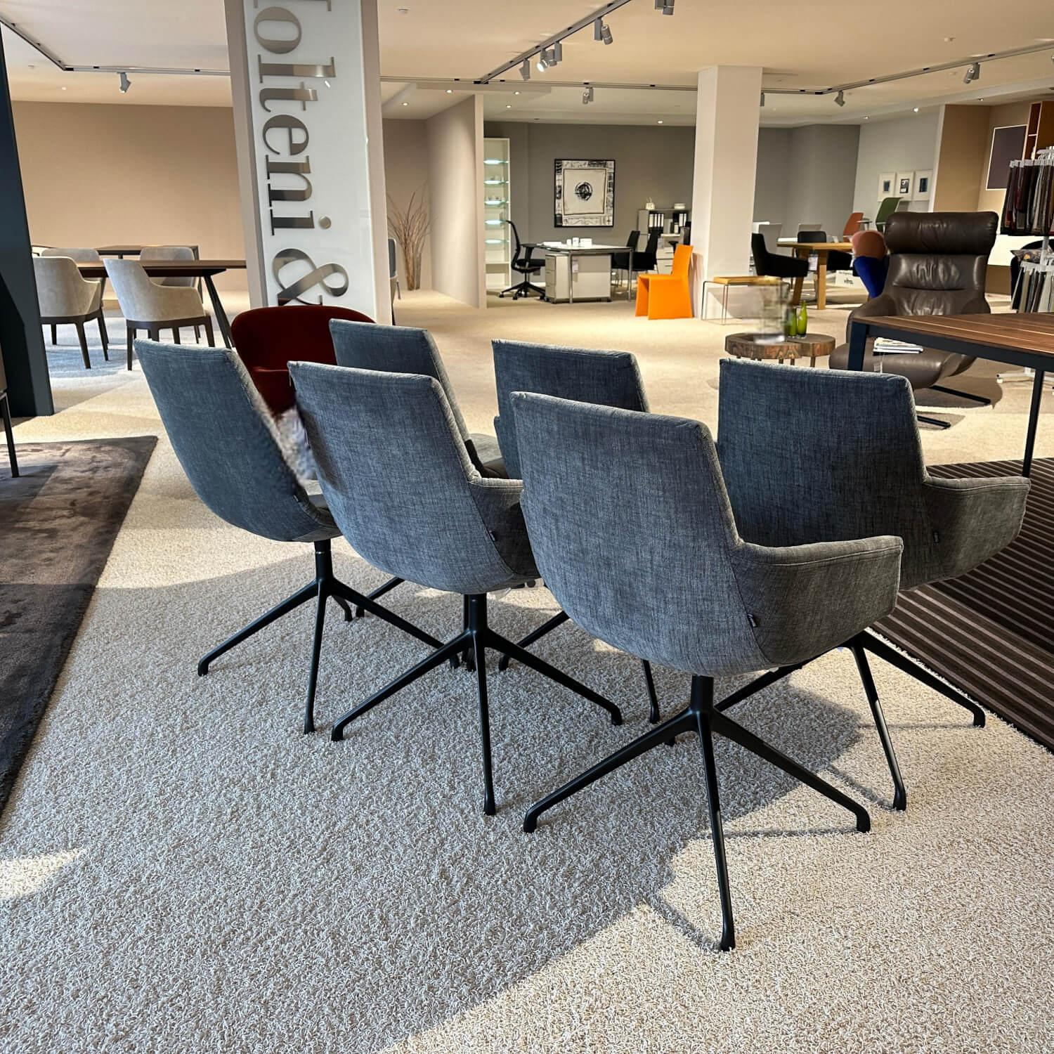 Team 7 - 6er Set Drehstuhl Lui Leger Stoff MA Maple MA 162 Grau Gestell Metall Schwarz Matt - 7