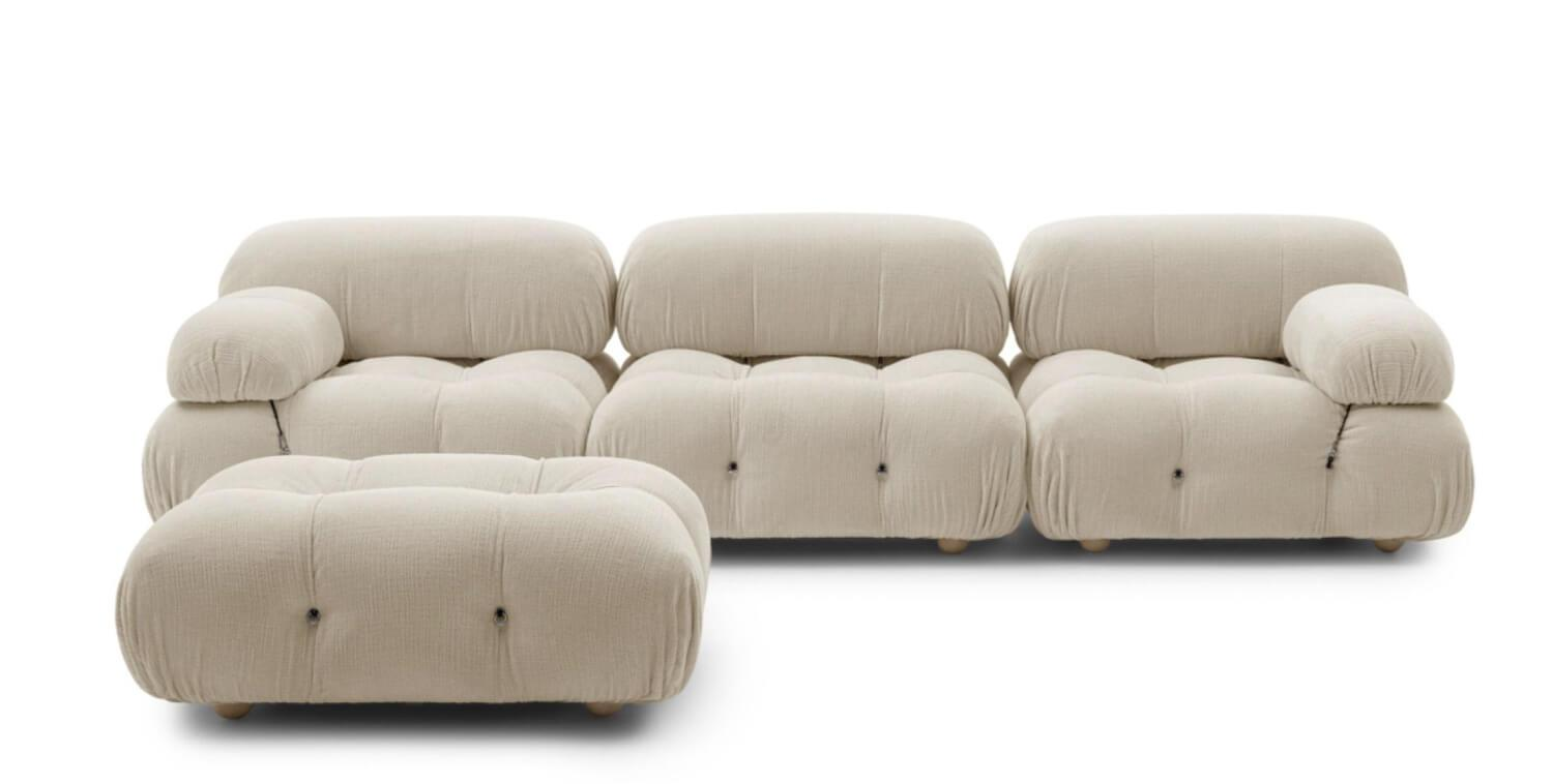 B&B Italia - Eckiges Sofa Camaleonda Stoff Chenille Enia Elfenbein Weiß Untergestell MDF Füße Buche Natur - 6