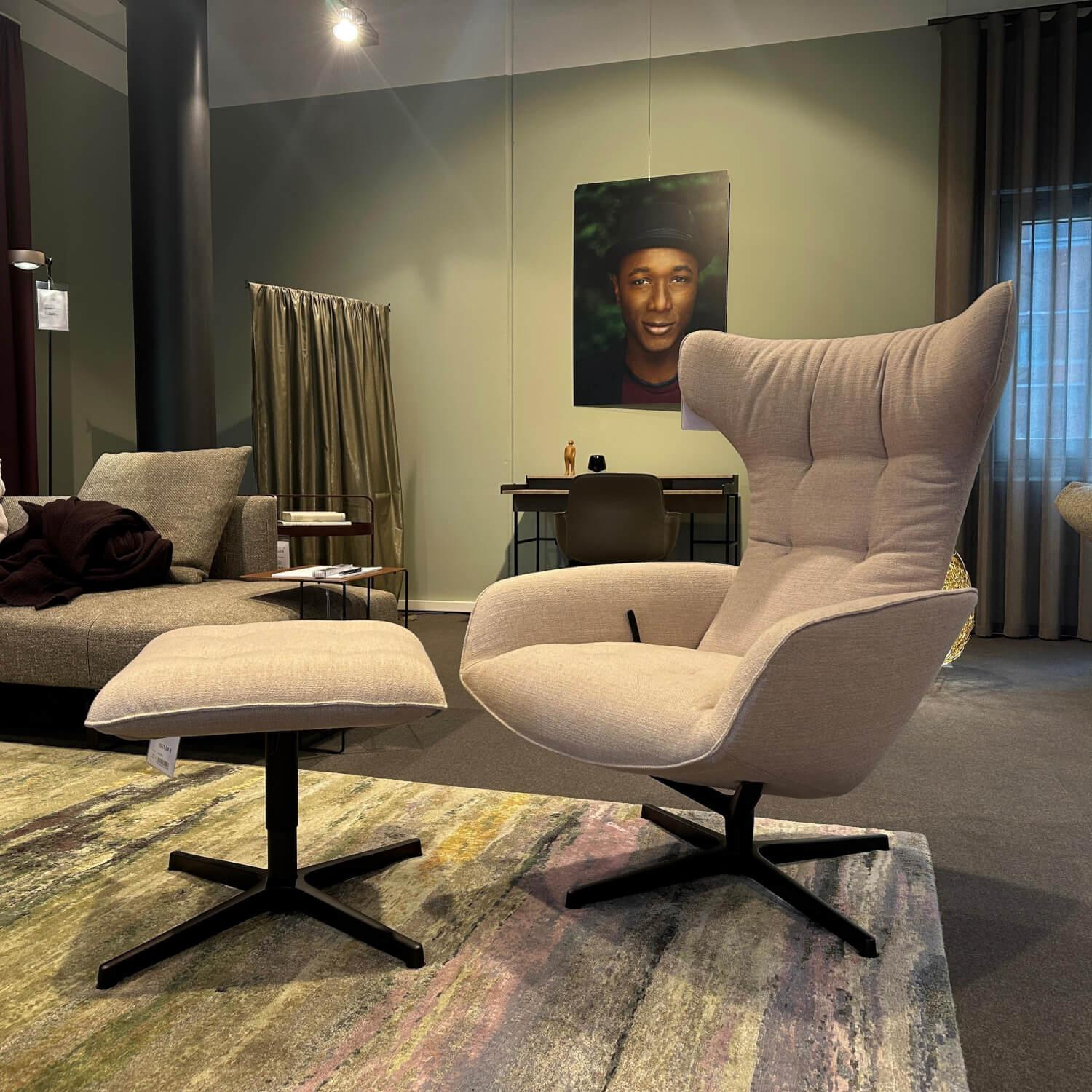 Walter Knoll - Sessel Onsa Stoff Gaia 7889 Champagne Beige Gestell Metall Bronze Pulverbeschichtet Inklusive Hocker - 3