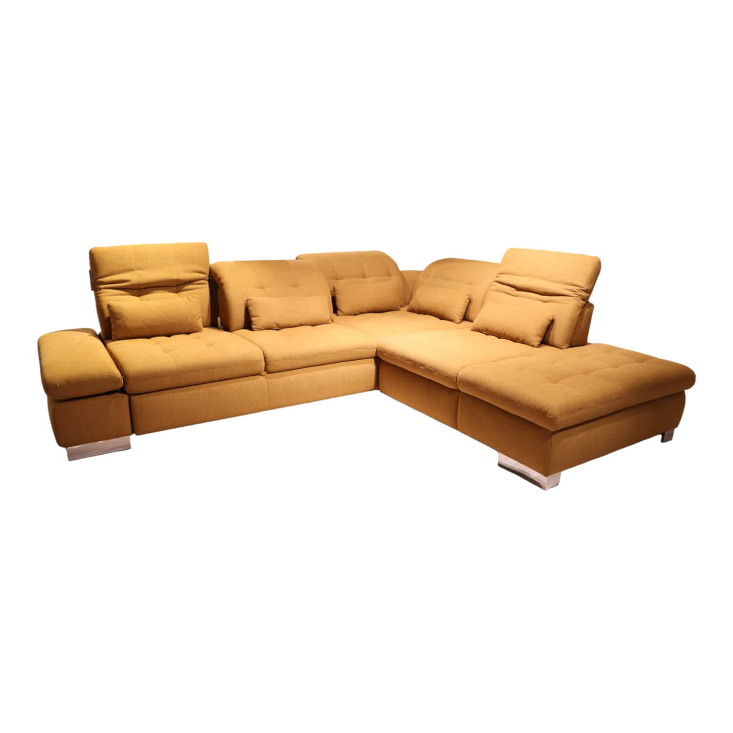 Steinpol - Ecksofa Santa Fe Stoff Amsterdam Mustard 520 Gelb Metallfuß chrom - 1