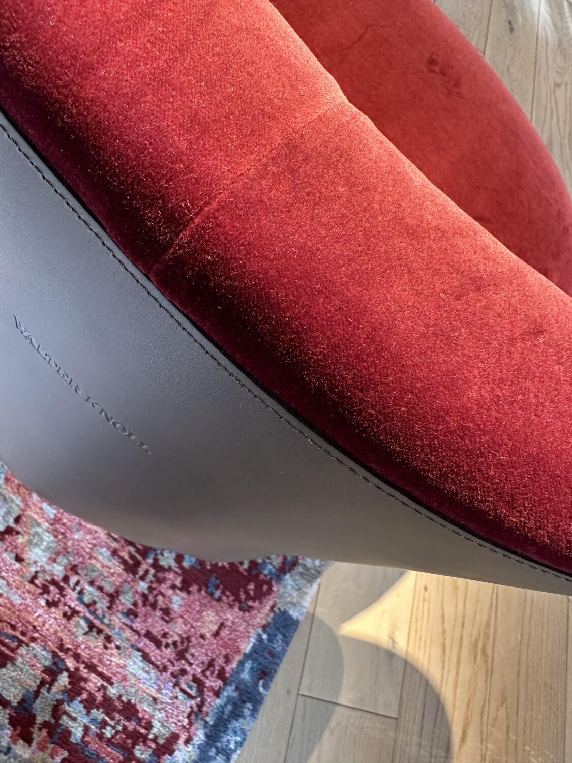 Walter Knoll - Drehsessel Bao Stoff Harald 2 Samt 582 Red Grape Rot Außen Saddle Khaki Braun Teller Matt Pulverbeschichtet Schwarz - 6